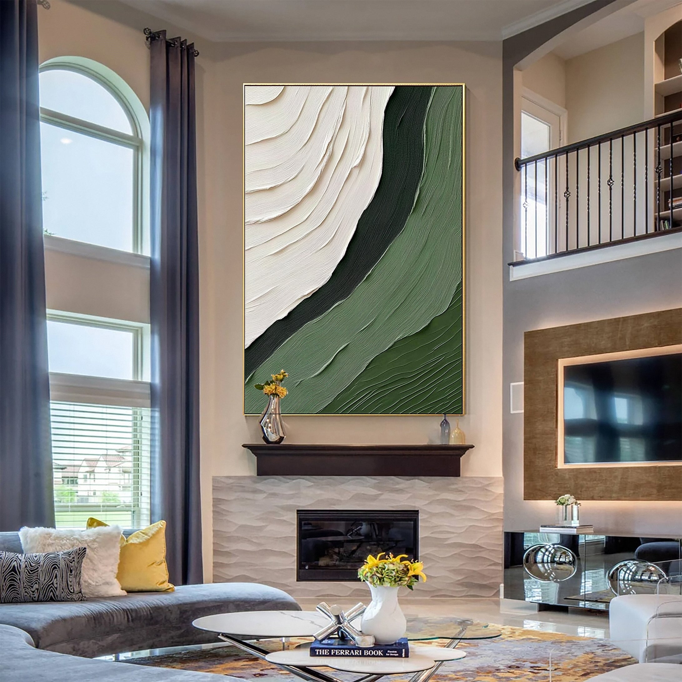 Whispering Waves Modern Green Abstract Artwork #BGM 055 - Image 6