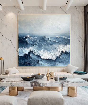 Luxury Ocean Wave Art with 3D Textured Finish for Upscale Homes #OP 036