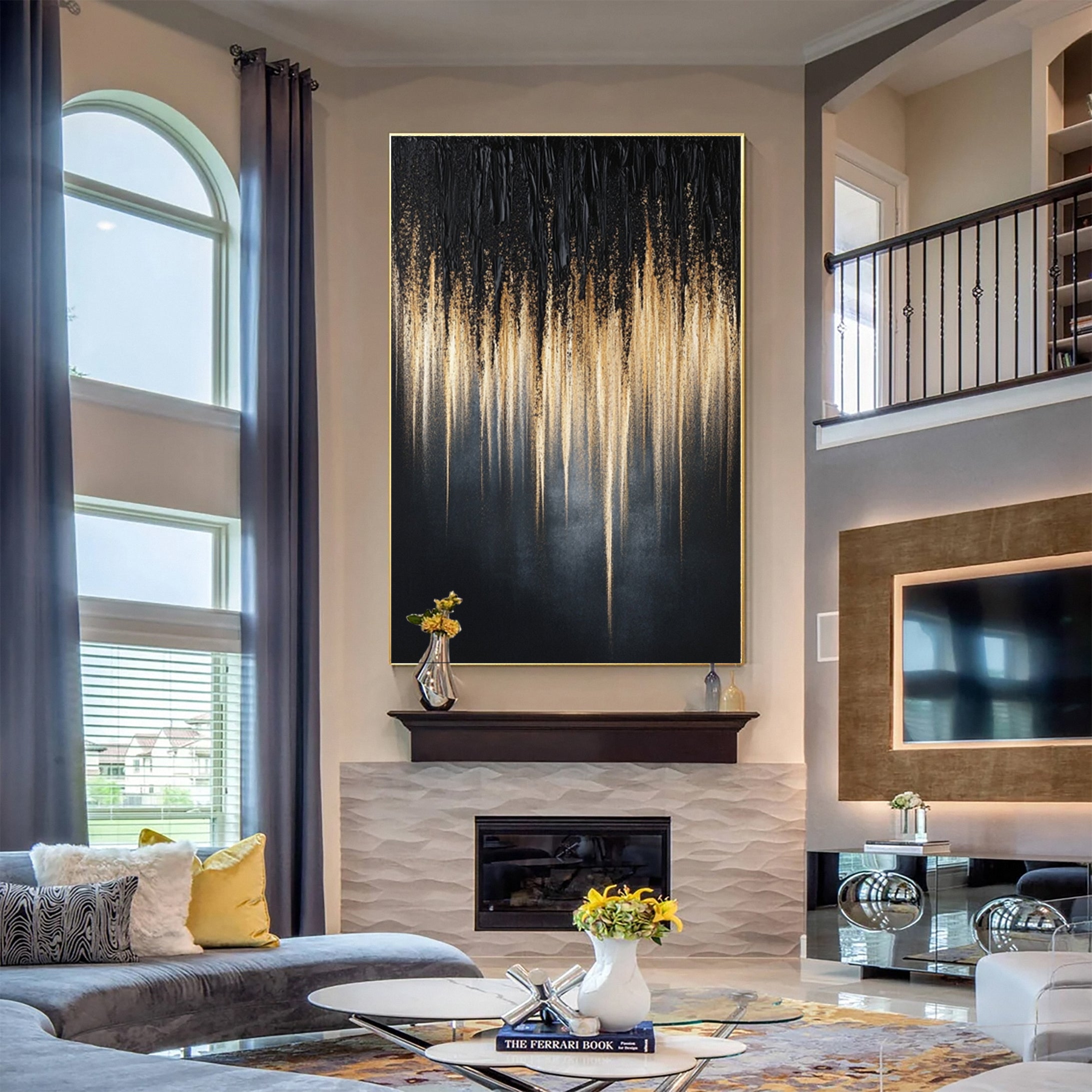 Black Gold Elegance Large Contemporary Wall Decor #BM 134 - Image 6