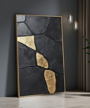 Luxury Textured Wall Art in Black and Gold for Upscale Interior Design #BM 094
