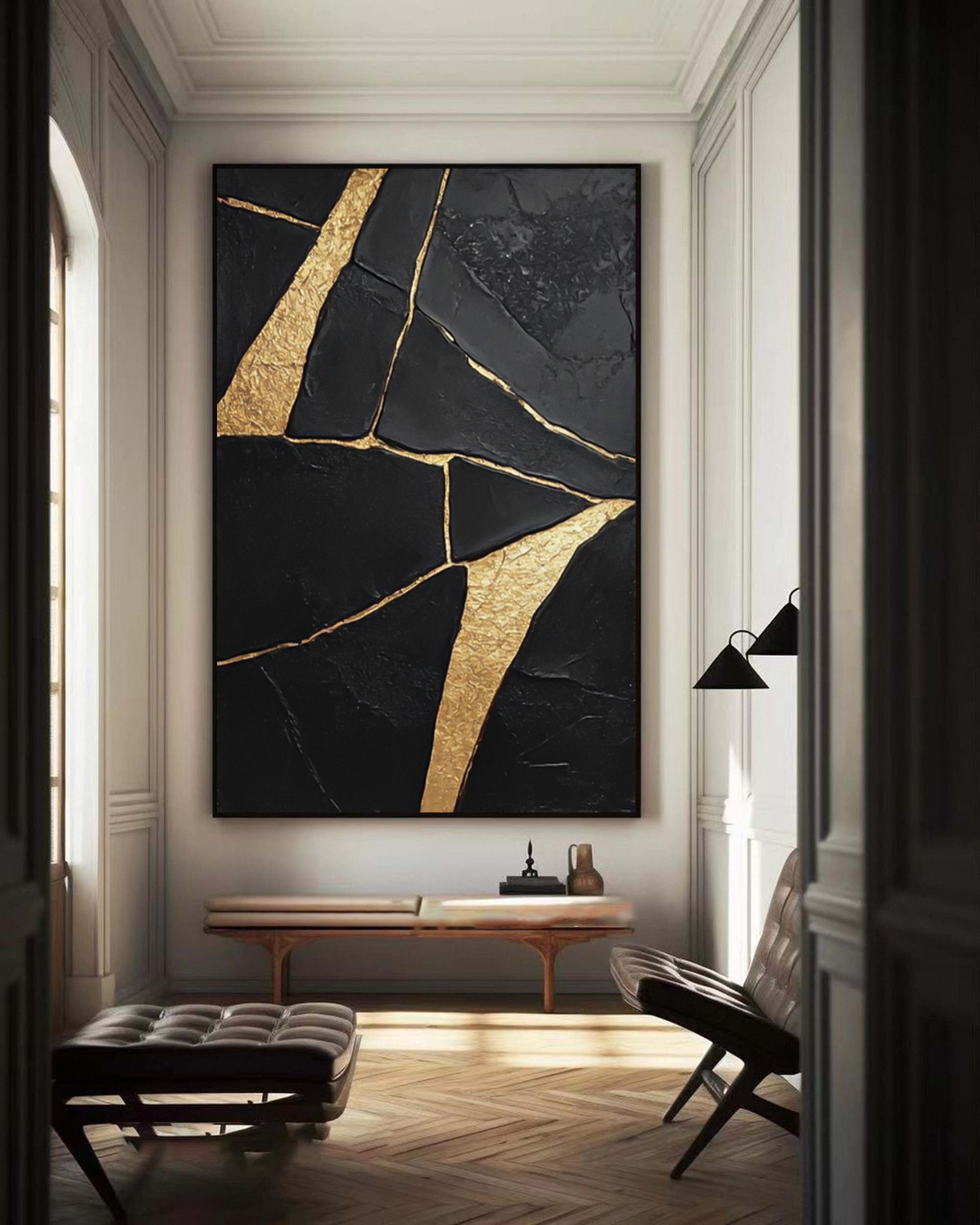 Luxury Textured Wall Art in Black and Gold for Upscale Interior Design #BM 093 - Image 2