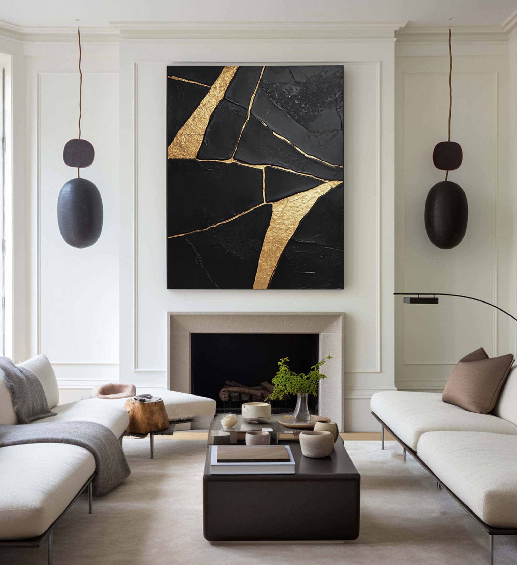 Luxury Textured Wall Art in Black and Gold for Upscale Interior Design #BM 093 - Image 5