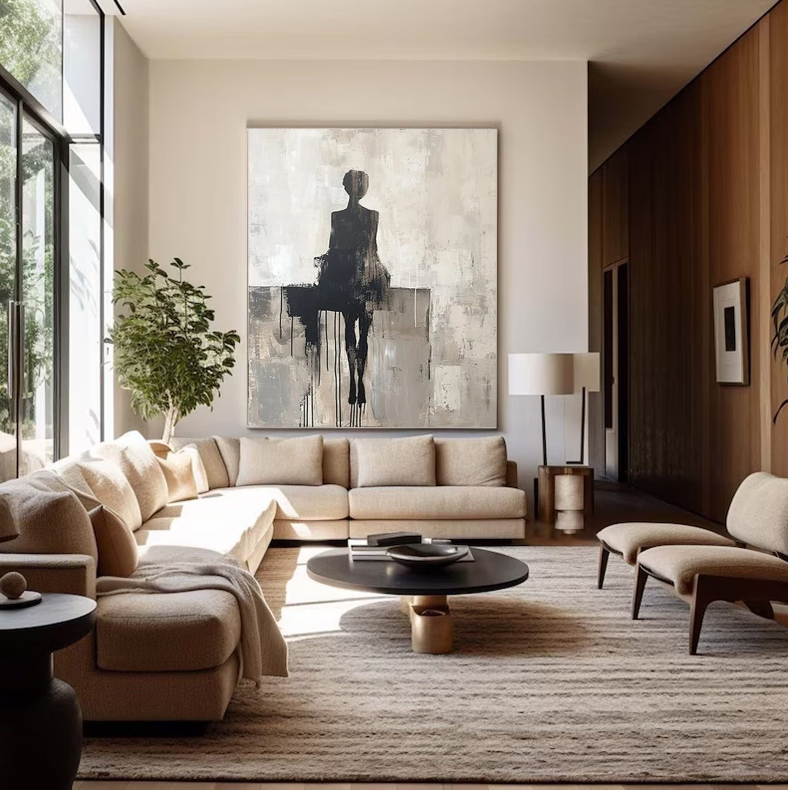 Abstract Figure Canvas, Textured Monochrome Wall Art #BGA 206 - Image 7