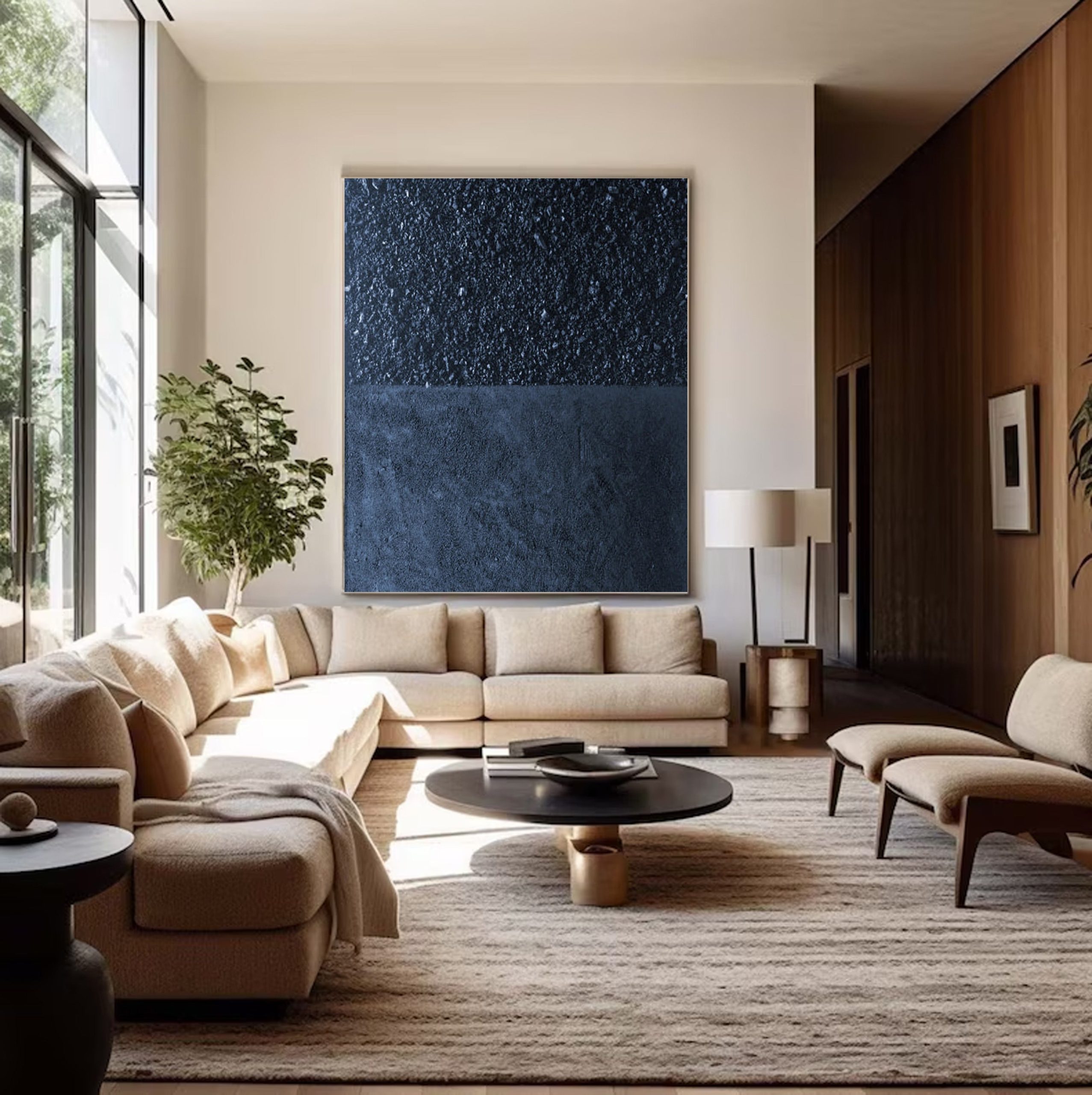 Minimalist Dark Blue Canvas, Textured Abstract Art #BGA 197 - Image 8