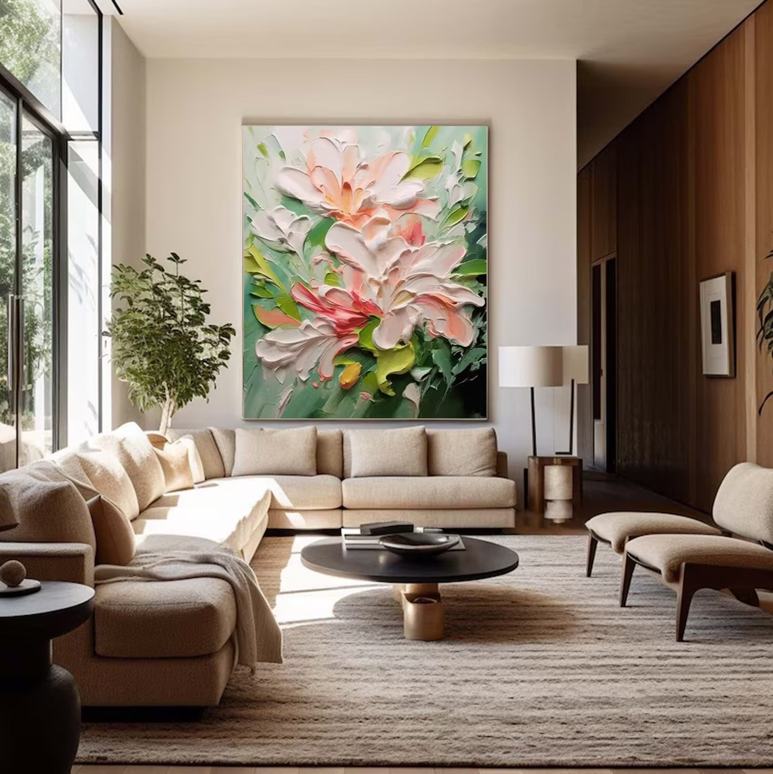 Floral Dimension: 3D Flower Art, White Pink Green Palette #BGA 204 - Image 7