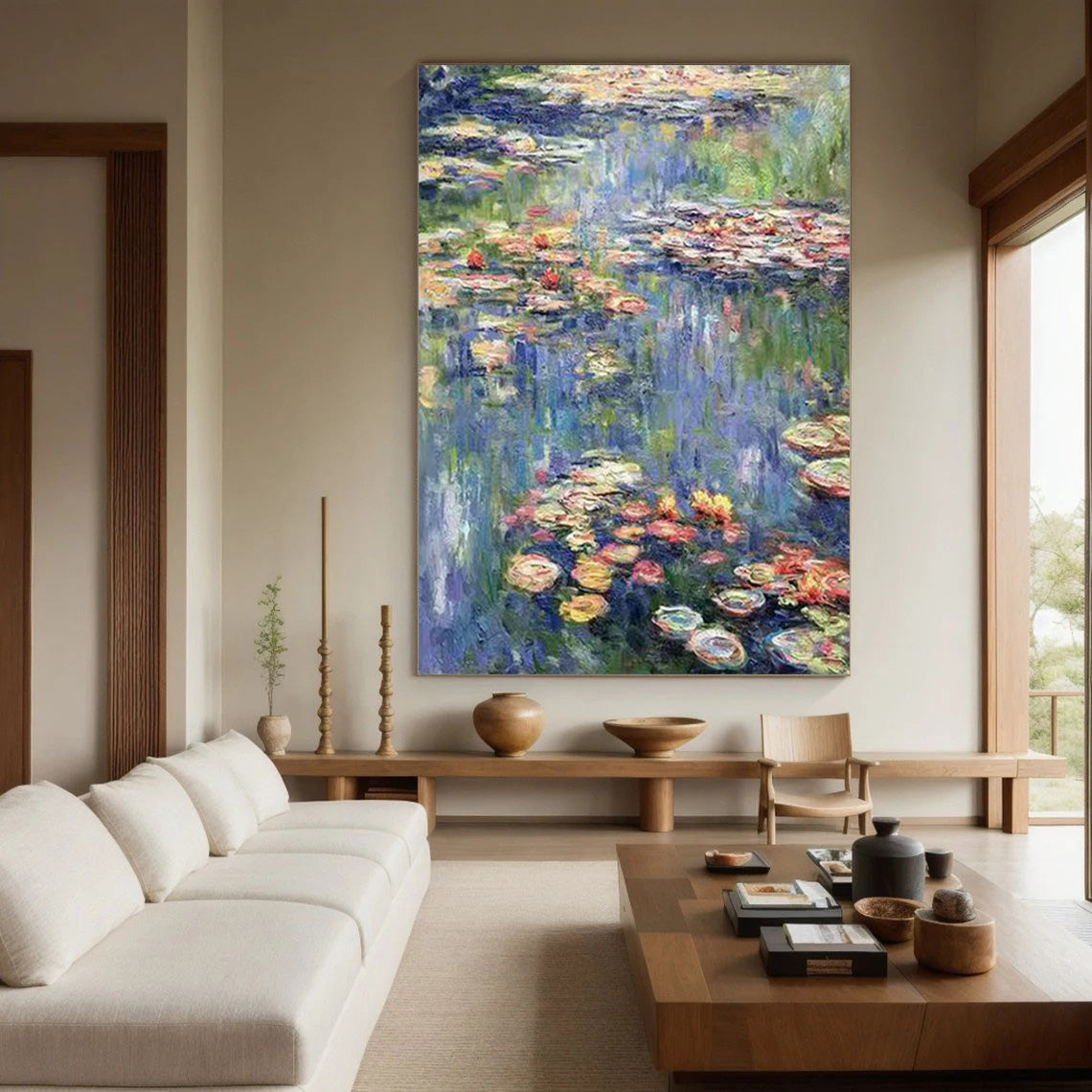 Monet Inspired Water Lilies, Impressionist Canvas #BGA 166 - Image 8