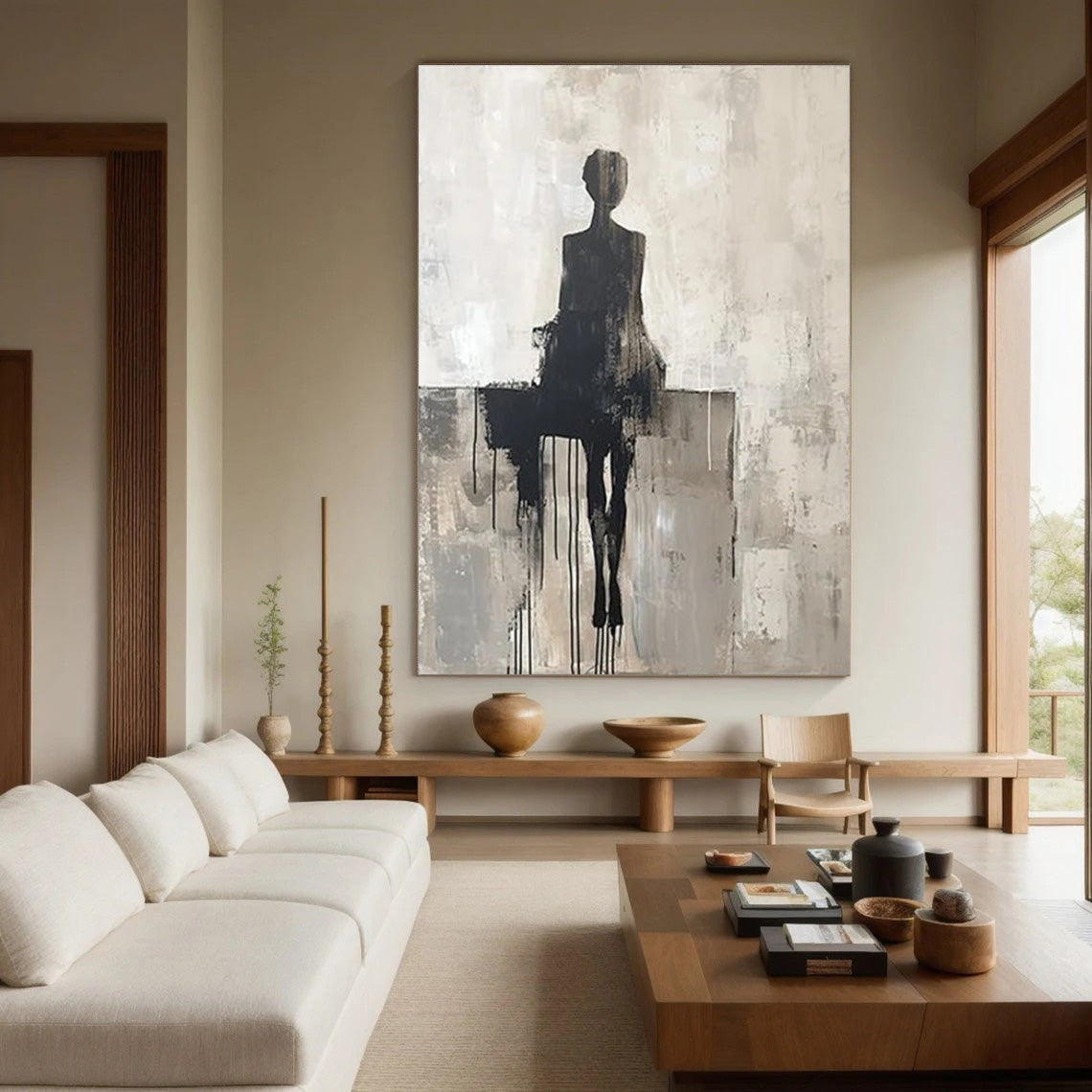 Abstract Figure Canvas, Textured Monochrome Wall Art #BGA 206 - Image 8