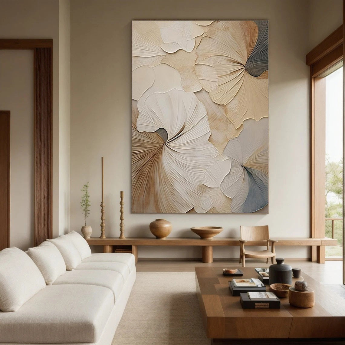 Neutral Bloom: Minimalist Floral Canvas, Elegant Beige Palette #BGA 205 - Image 8