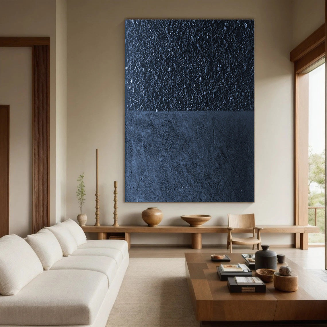 Minimalist Dark Blue Canvas, Textured Abstract Art #BGA 197 - Image 9