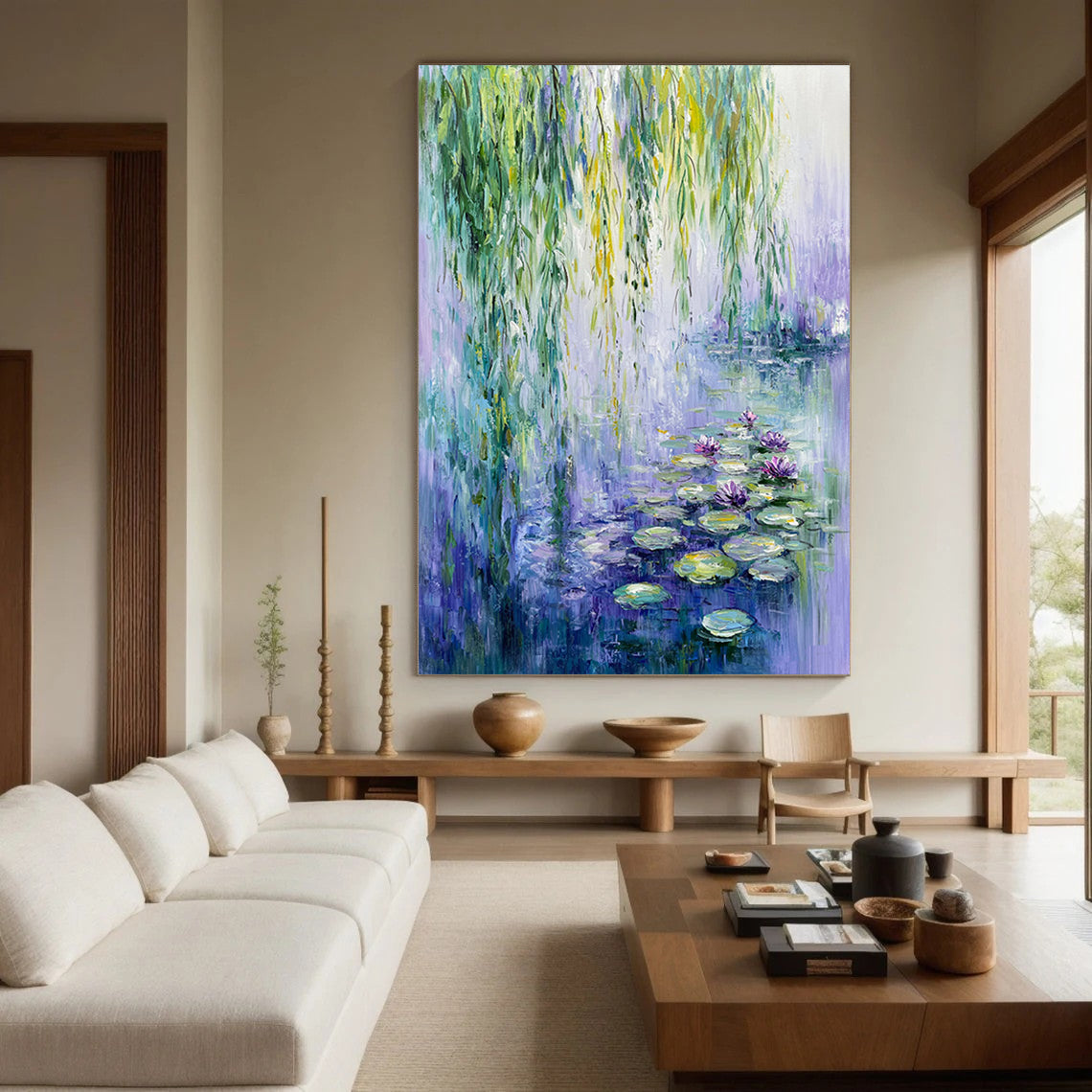 Monet's Water Lilies Tribute, Weeping Willow Landscape #BGA 173 - Image 7
