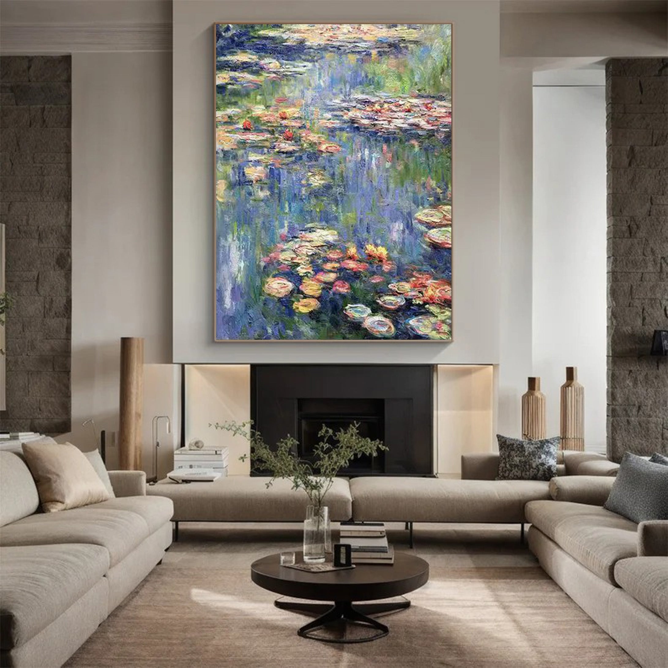 Monet Inspired Water Lilies, Impressionist Canvas #BGA 166 - Image 9
