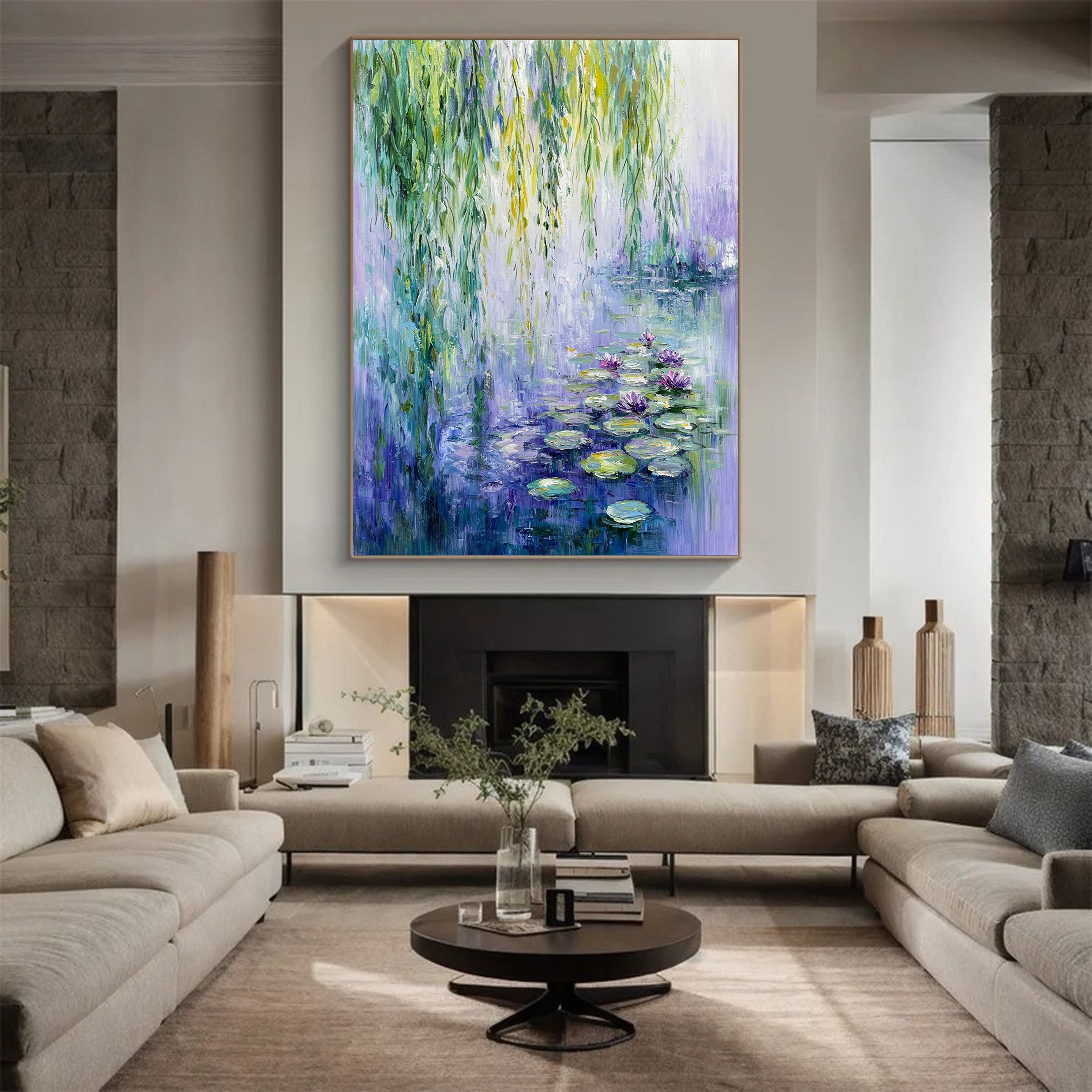 Monet's Water Lilies Tribute, Weeping Willow Landscape #BGA 173 - Image 8