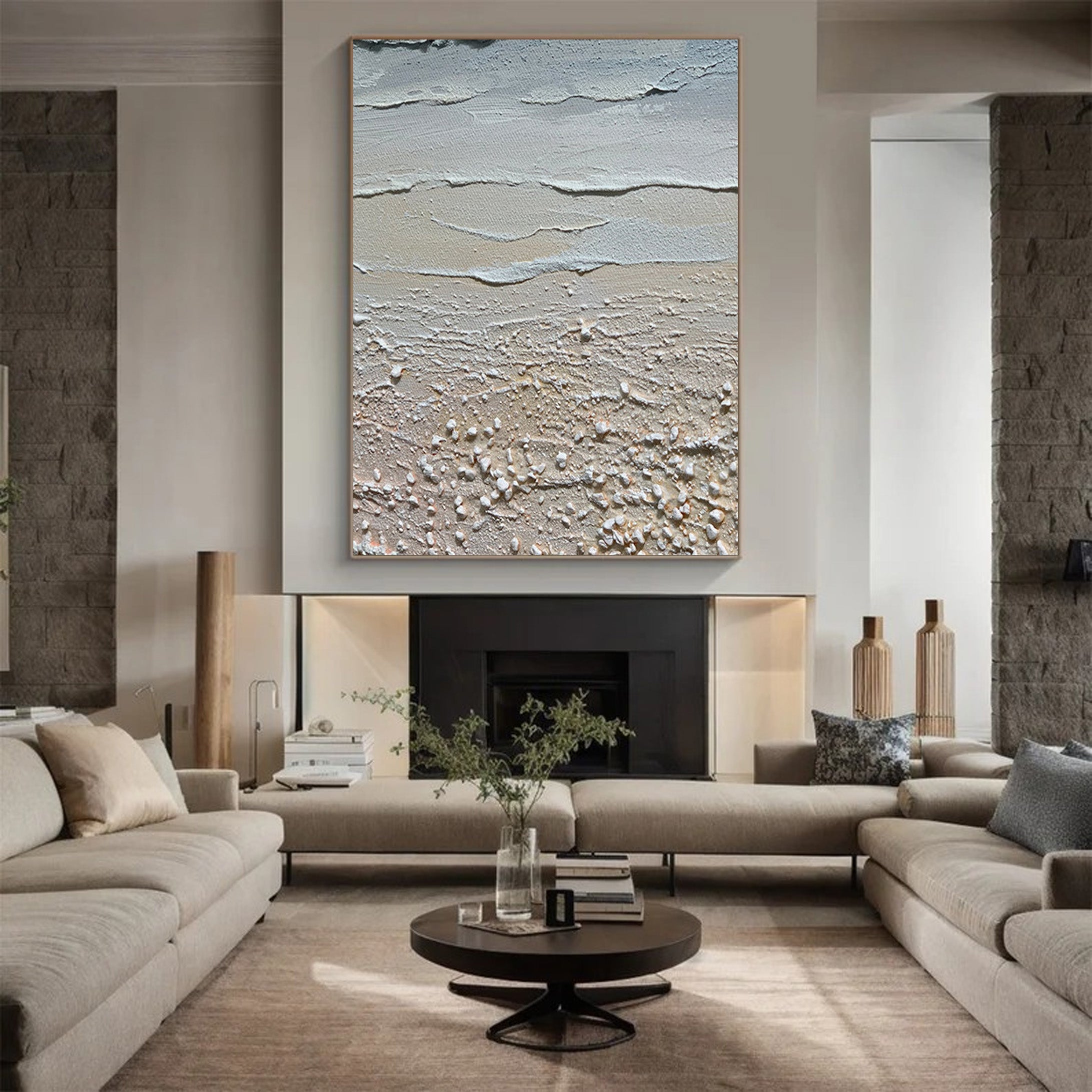 Large Abstract Beach Painting, Tactile Coastal Wall Art #BGA 210 - Image 7