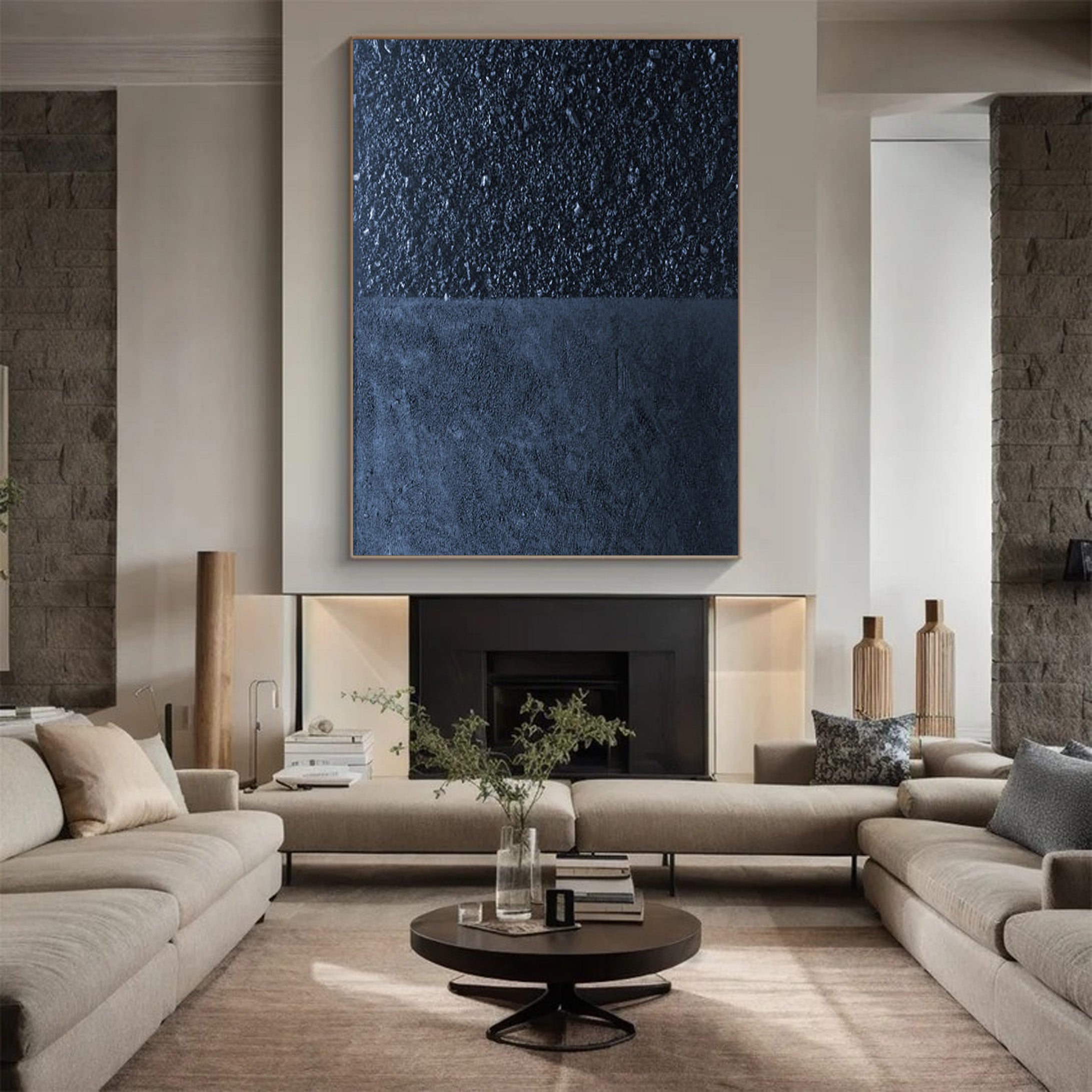 Minimalist Dark Blue Canvas, Textured Abstract Art #BGA 197 - Image 10