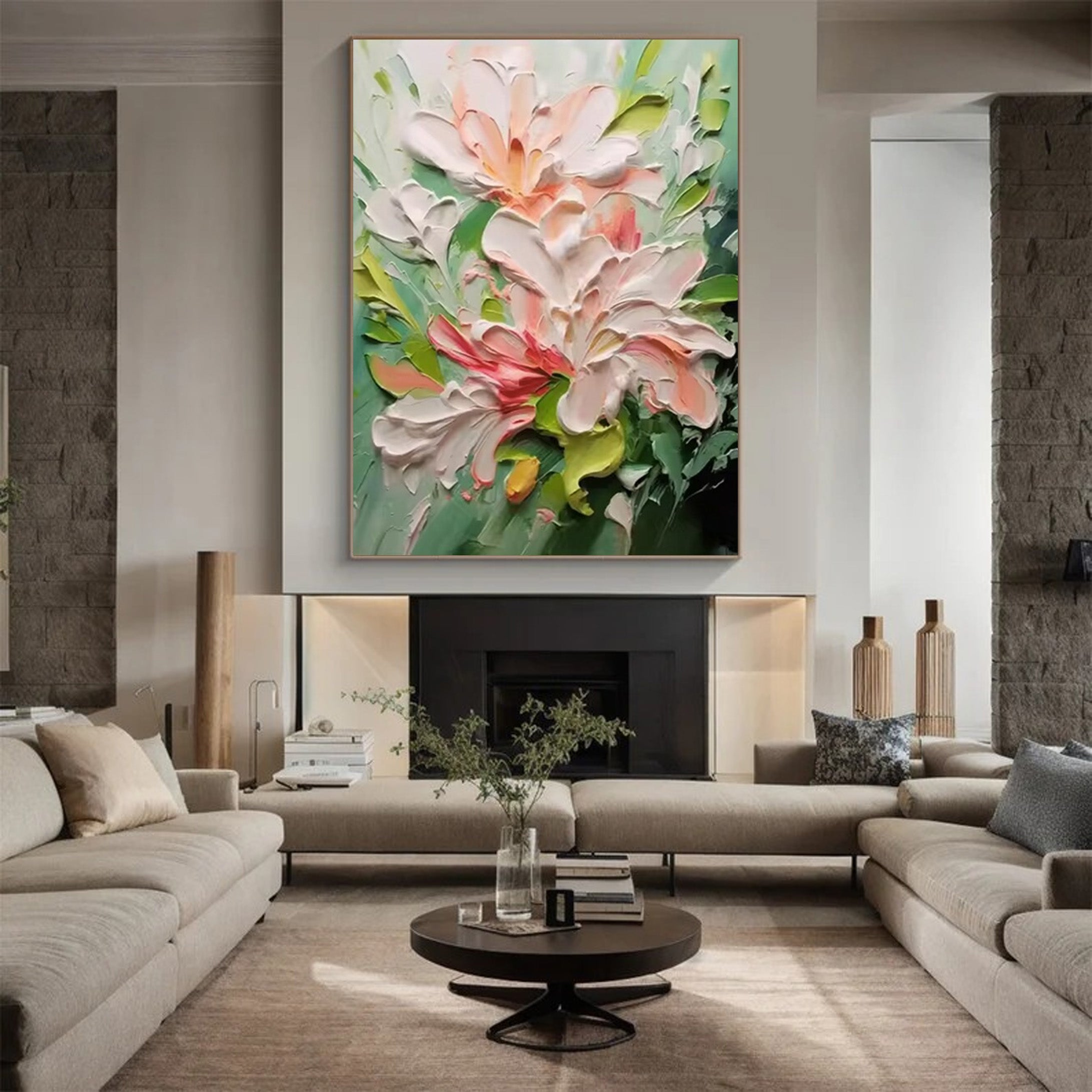 Floral Dimension: 3D Flower Art, White Pink Green Palette #BGA 204 - Image 9