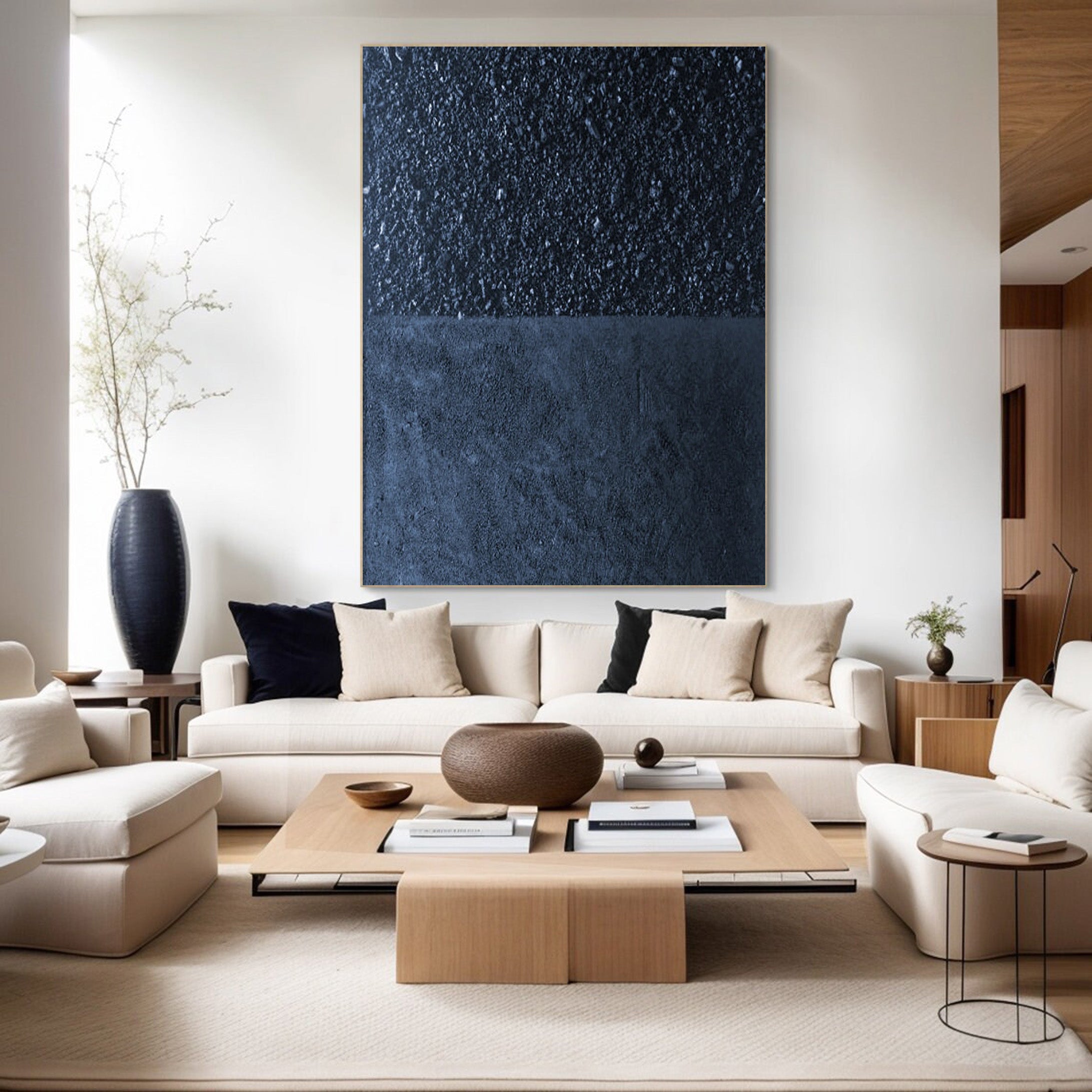 Minimalist Dark Blue Canvas, Textured Abstract Art #BGA 197 - Image 11