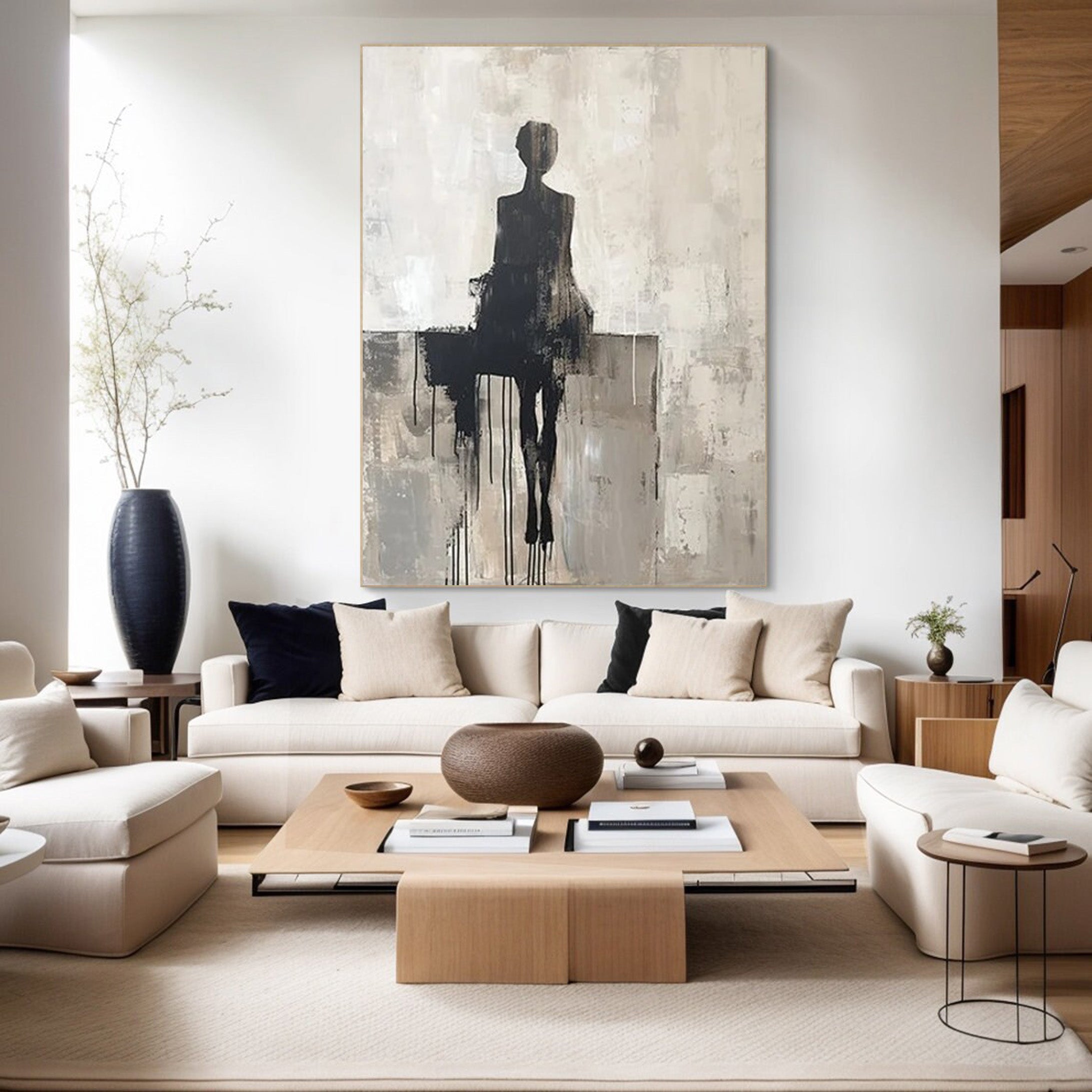 Abstract Figure Canvas, Textured Monochrome Wall Art #BGA 206 - Image 10