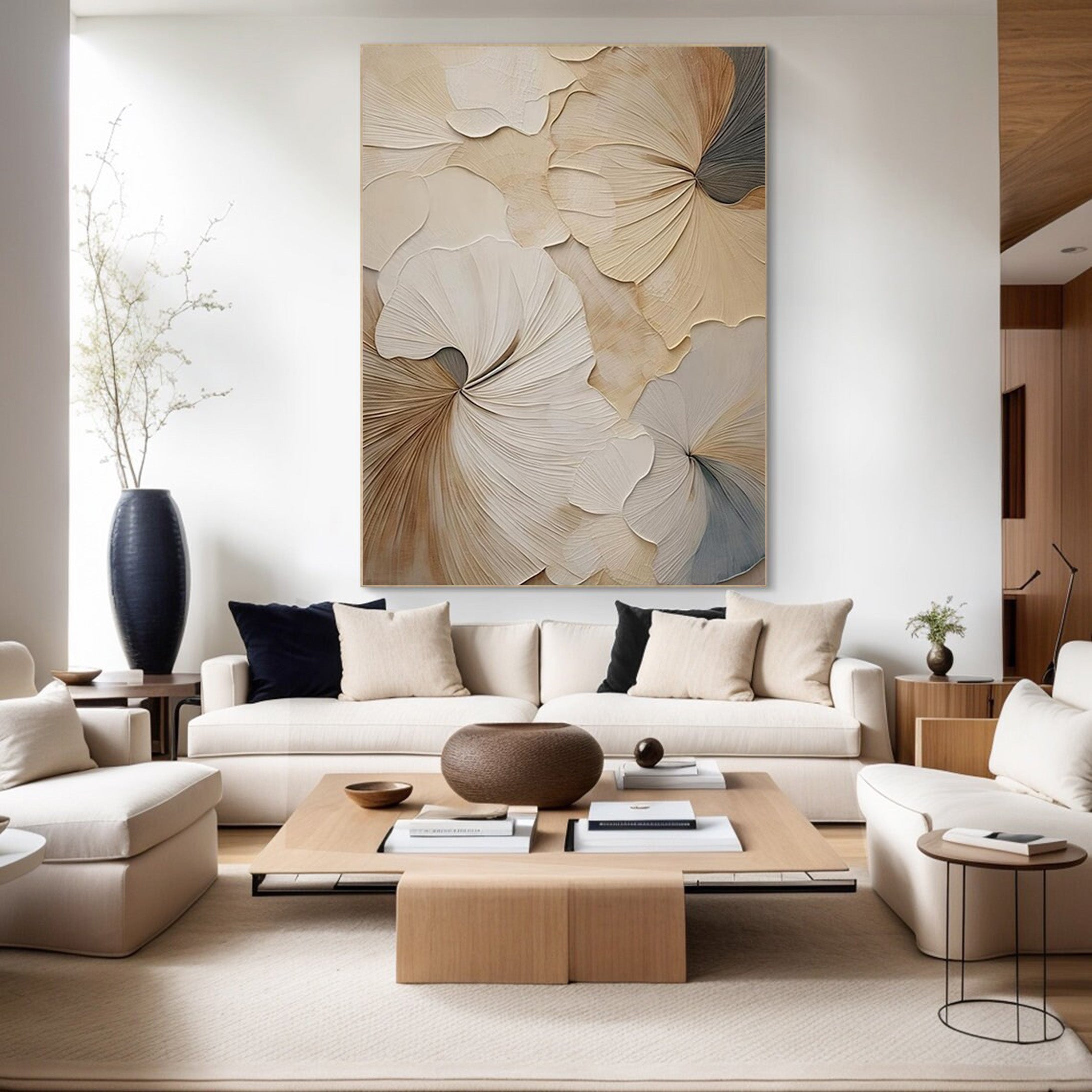 Neutral Bloom: Minimalist Floral Canvas, Elegant Beige Palette #BGA 205 - Image 10
