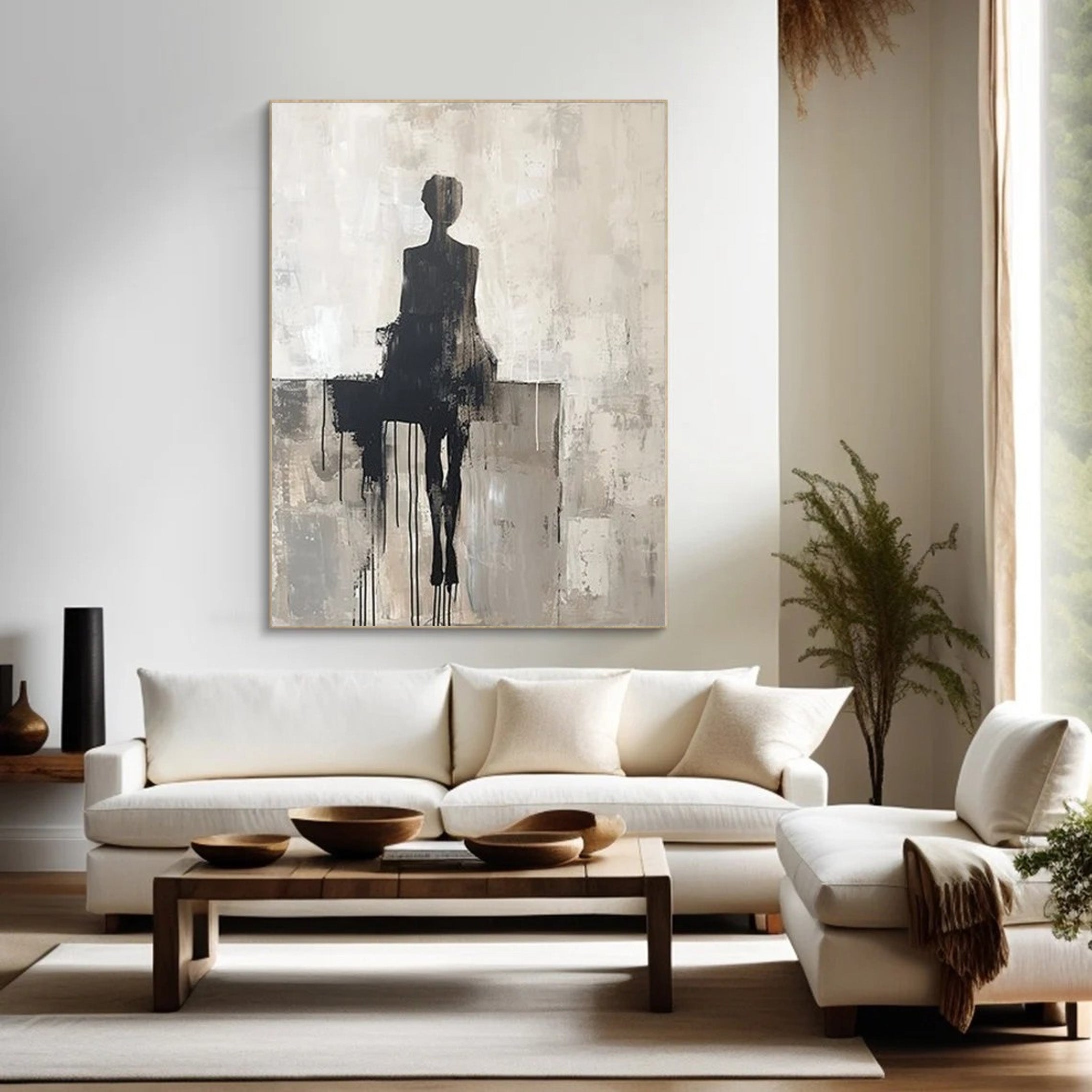 Abstract Figure Canvas, Textured Monochrome Wall Art #BGA 206 - Image 11