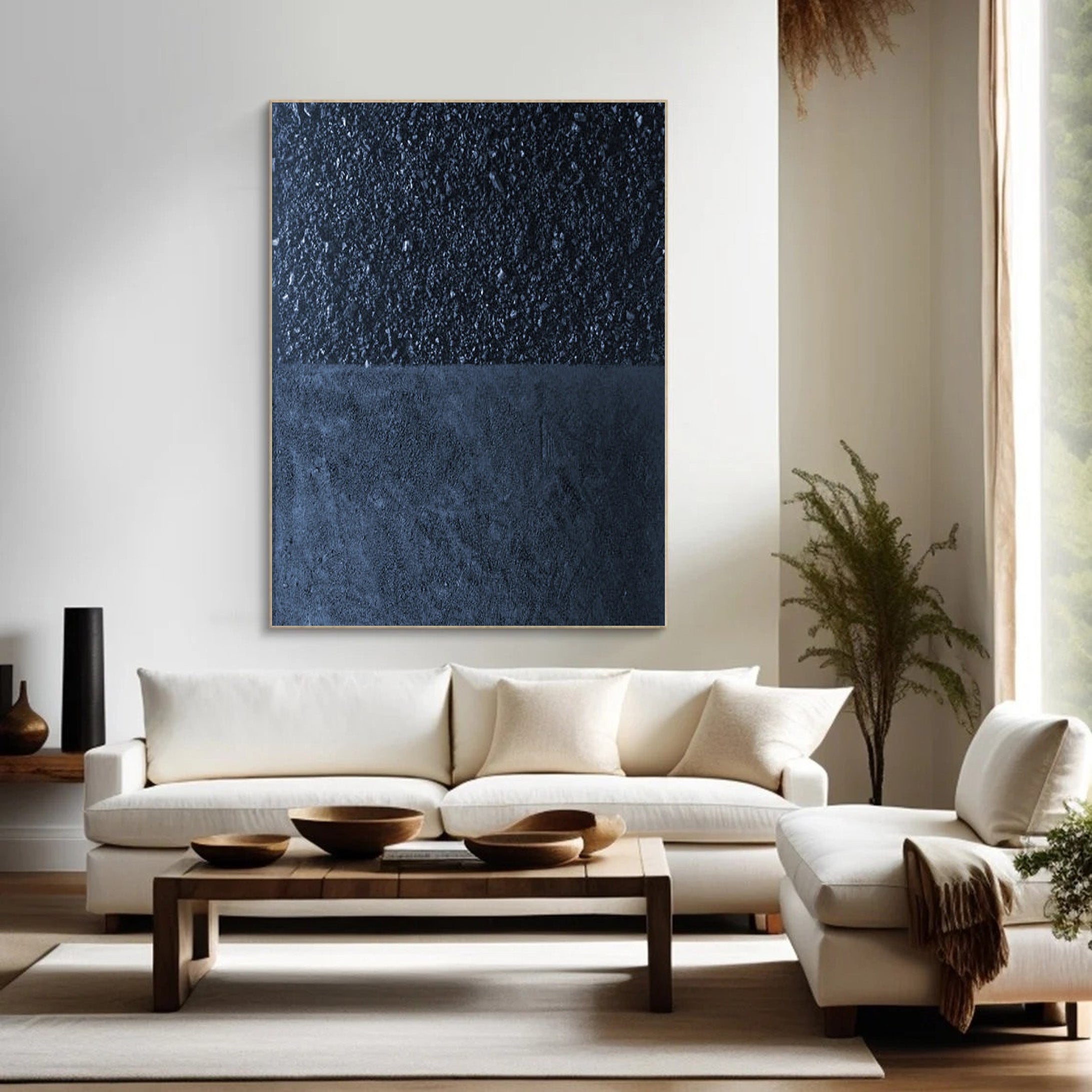 Minimalist Dark Blue Canvas, Textured Abstract Art #BGA 197 - Image 2