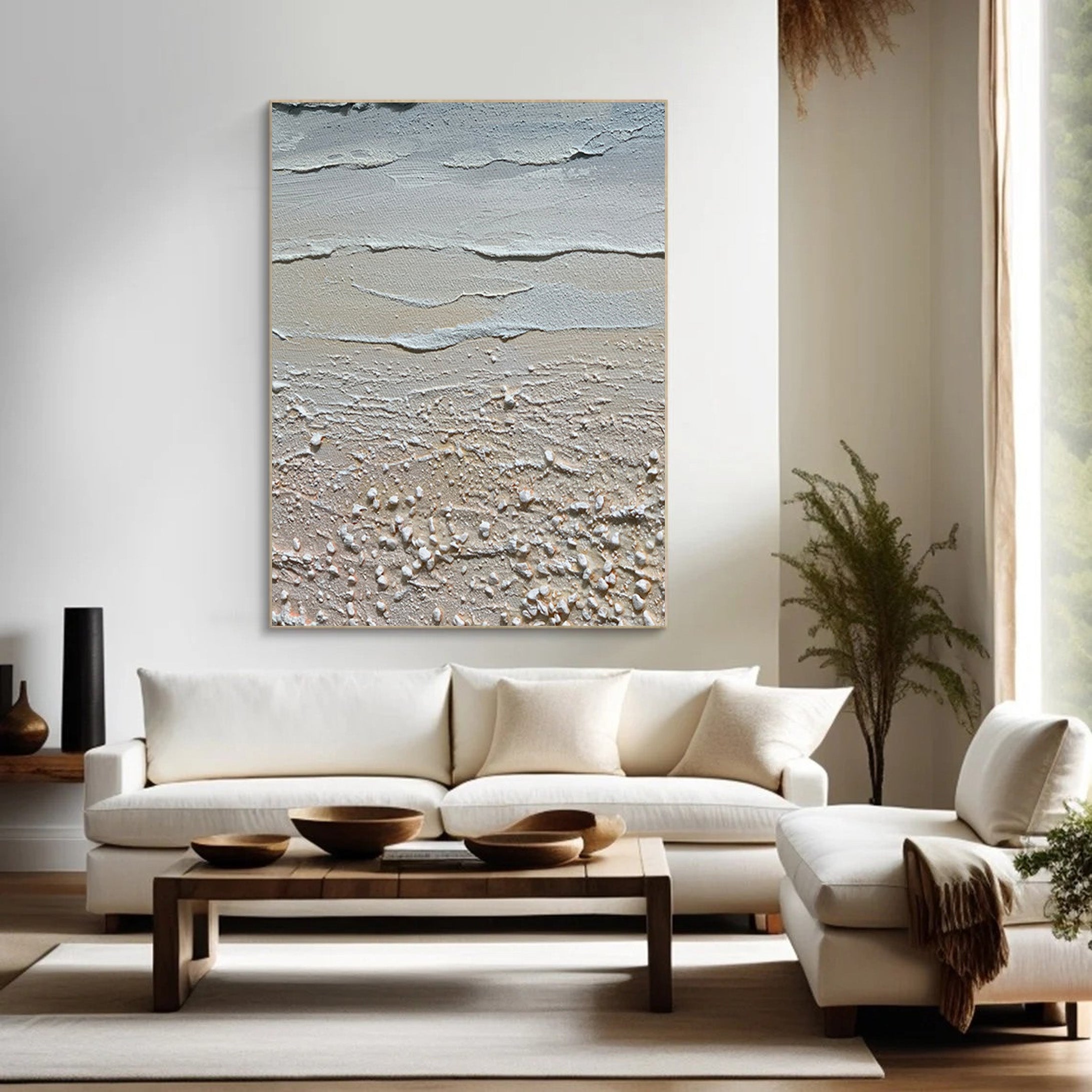 Large Abstract Beach Painting, Tactile Coastal Wall Art #BGA 210 - Image 9