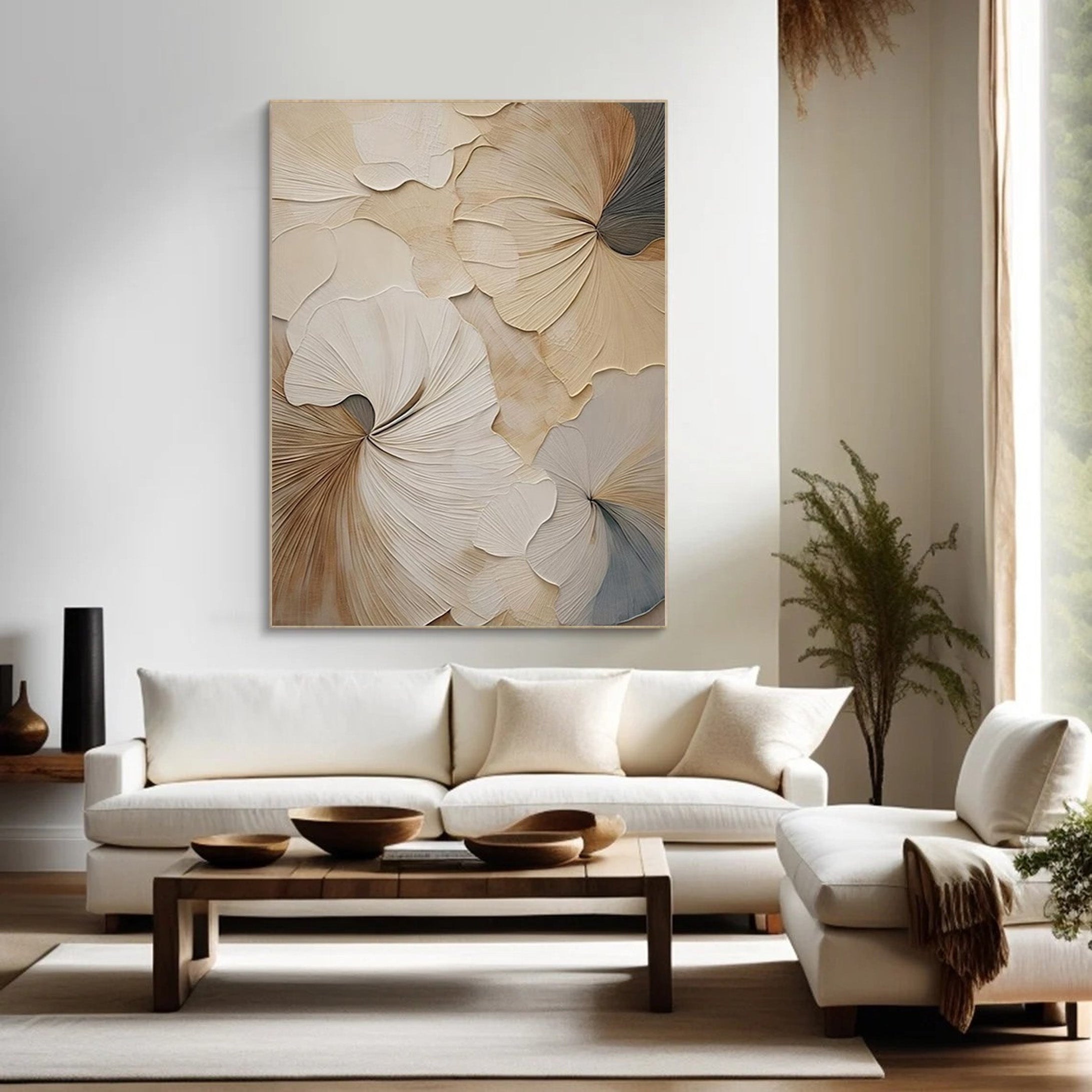 Neutral Bloom: Minimalist Floral Canvas, Elegant Beige Palette #BGA 205 - Image 11