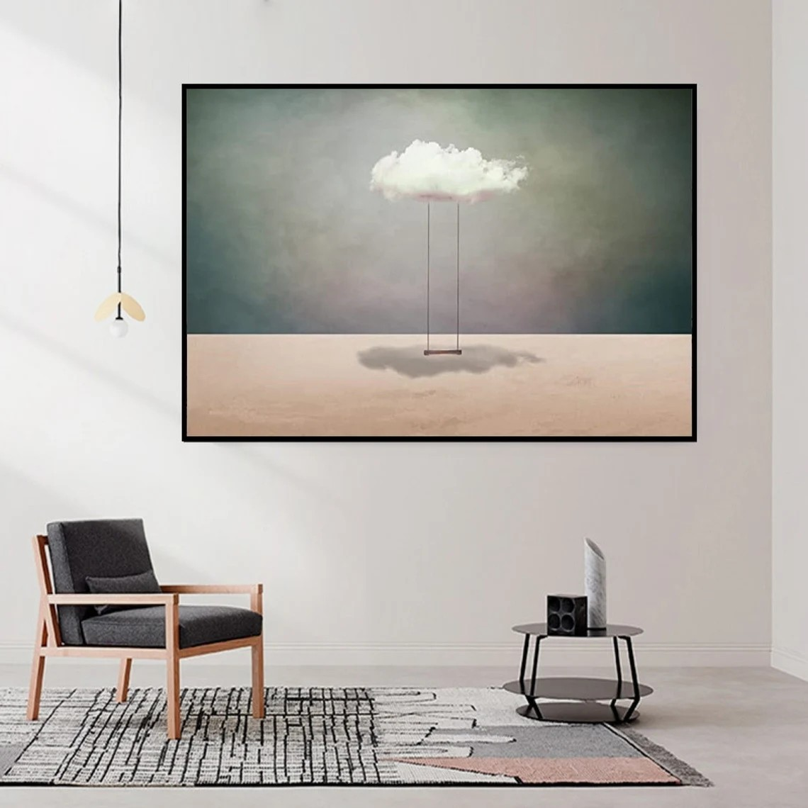Turquoise Surreal Cloudscape Wall Art, Dreamlike Canvas #BGA 160 - Image 4