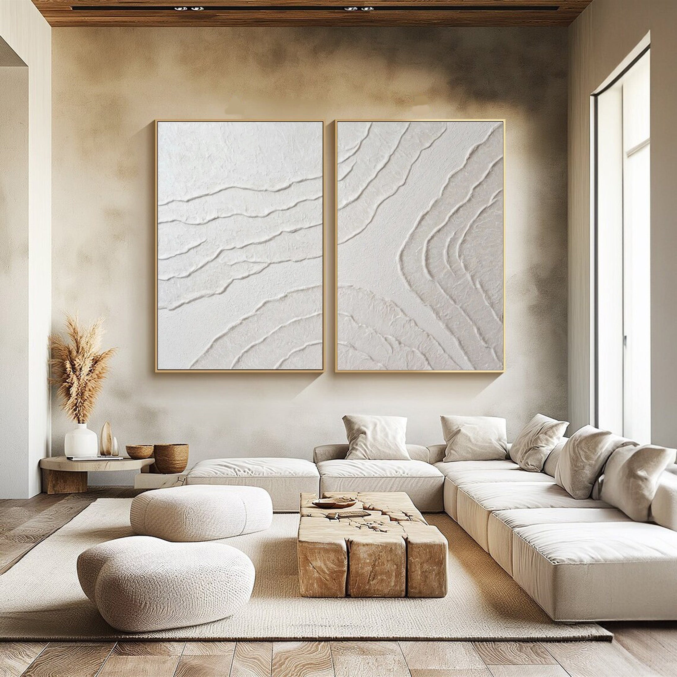 White Minimalist Painting Set Of 2 #WMS 007 - Image 2