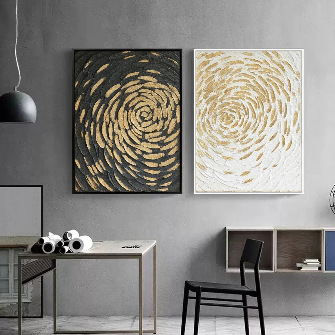 Abstract Spiral Gold and Black Wall Art #BGA 037 - Image 5