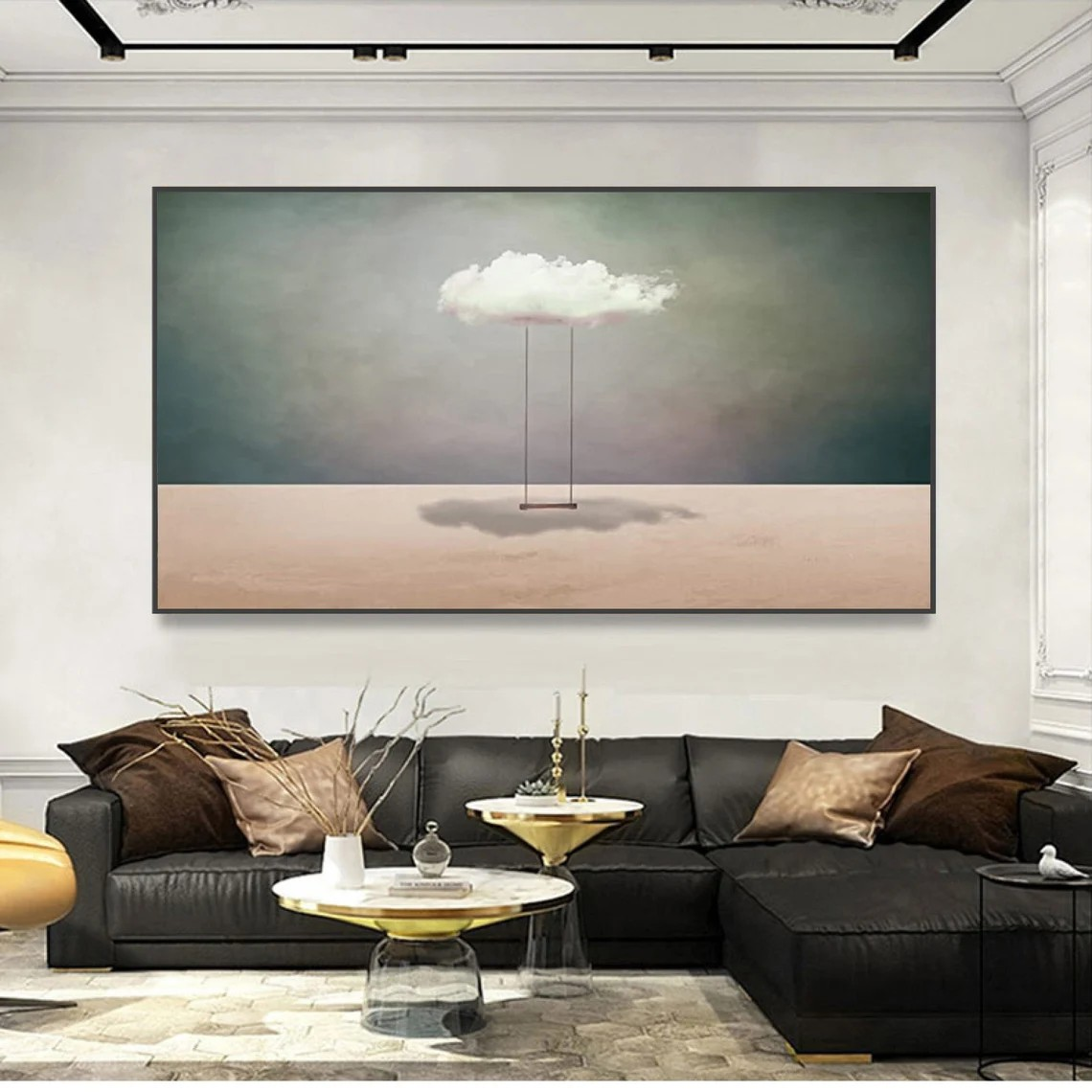 Turquoise Surreal Cloudscape Wall Art, Dreamlike Canvas #BGA 160 - Image 5