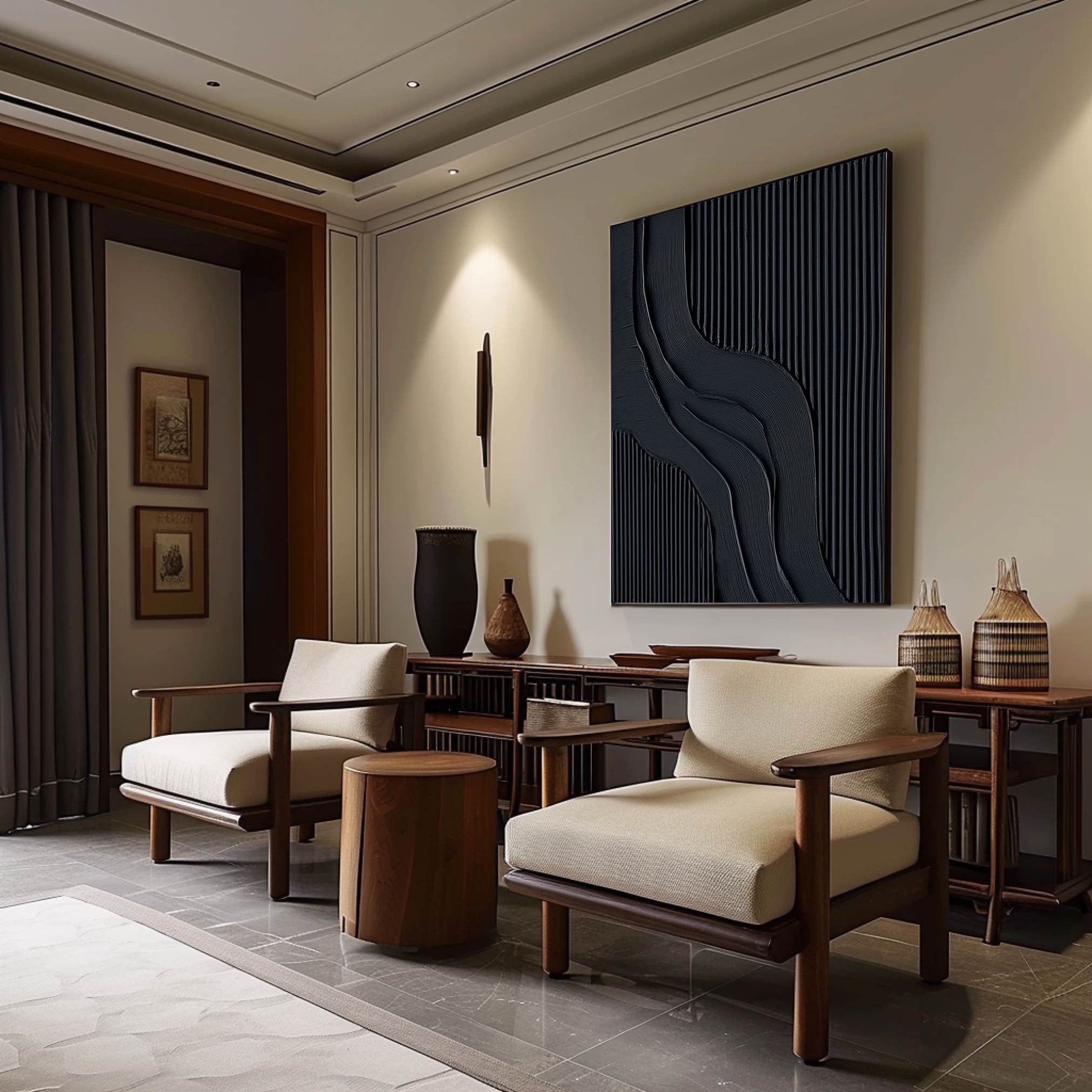 Black Minimalist Painting #BM 051 - Image 8