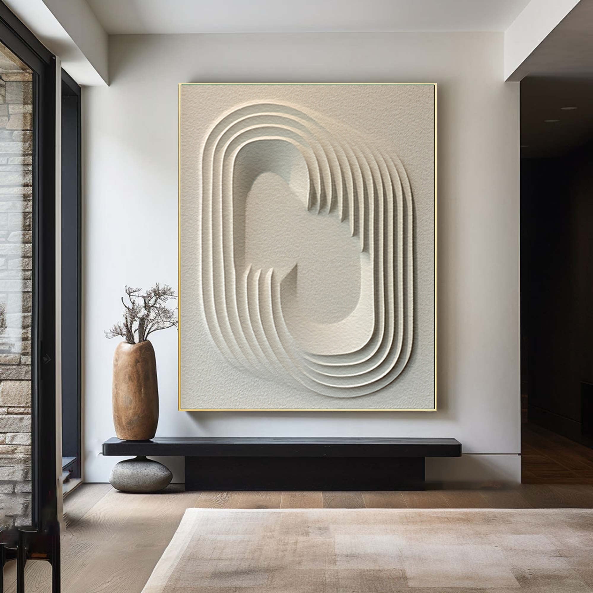 Oversized White Textured Abstract Art for Entryway #WG 086 - Image 7