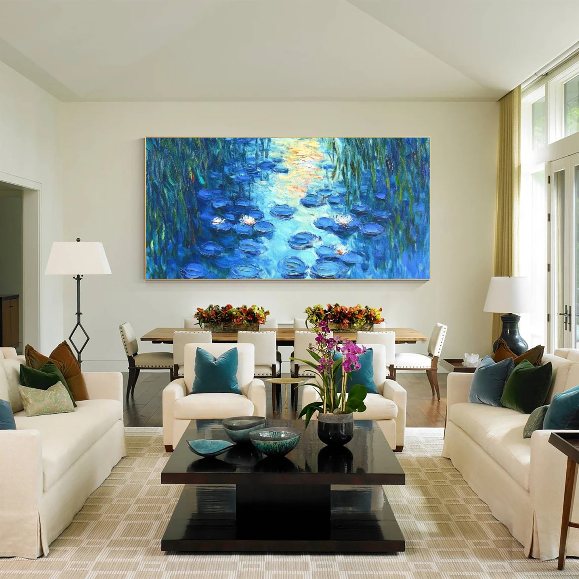 Water Lily Harmony in Blue and Green, Inspired by Monet #BGA 084 - Image 10