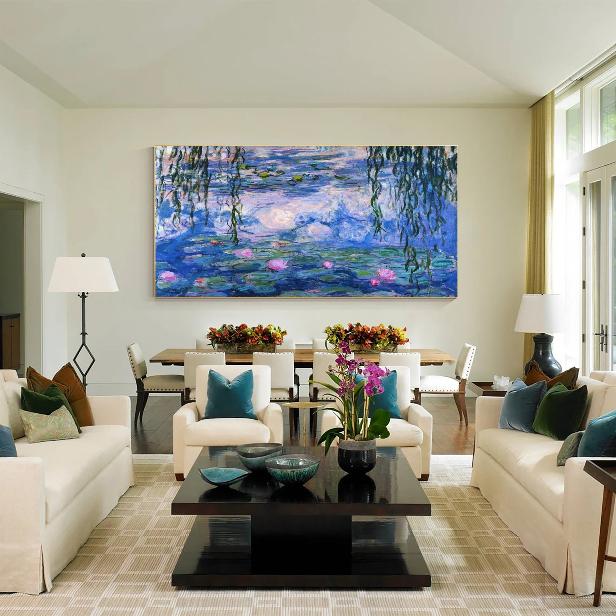 Water Lilies and Willow in Pink and Blue, Inspired by Monet #BGA 083 - Image 9