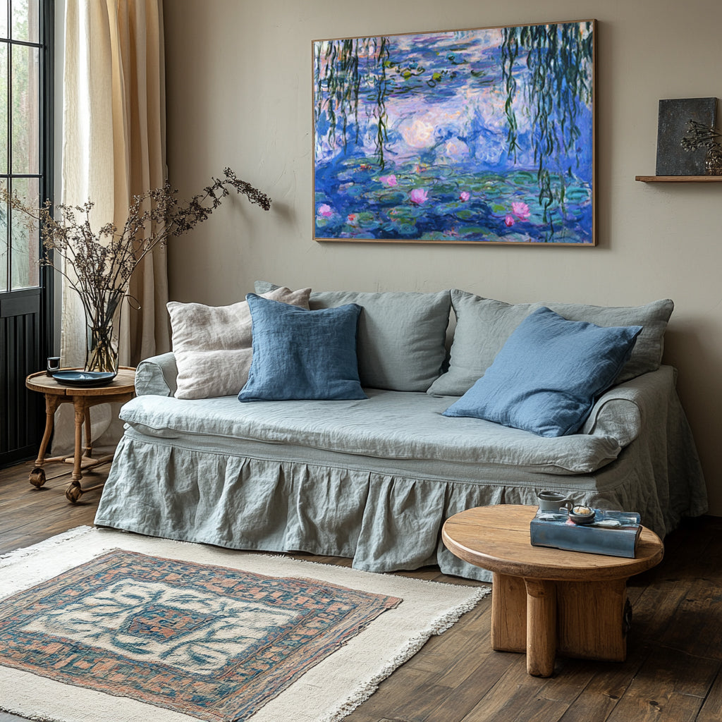 Water Lilies and Willow in Pink and Blue, Inspired by Monet #BGA 083 - Image 11