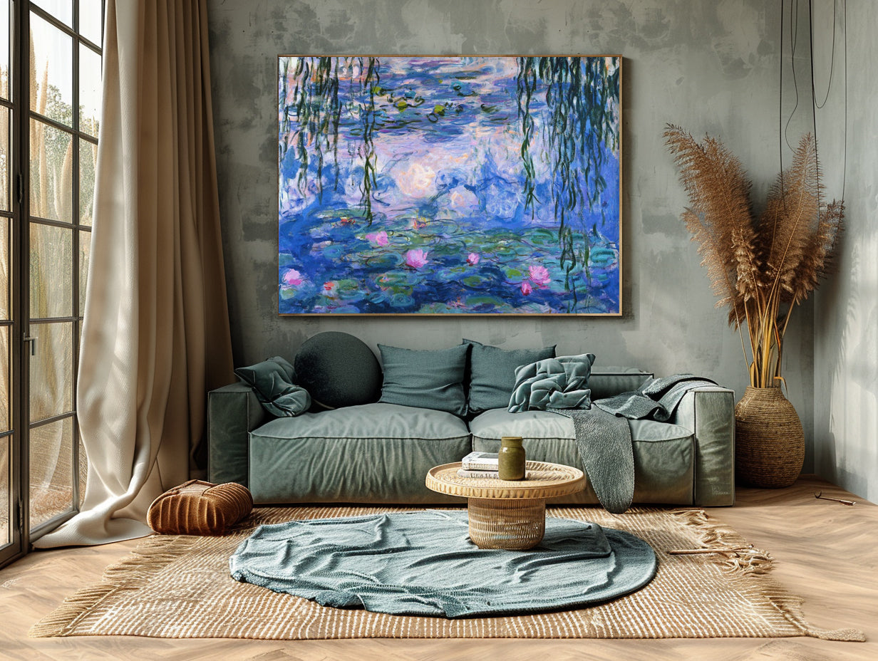 Water Lilies and Willow in Pink and Blue, Inspired by Monet #BGA 083 - Image 12