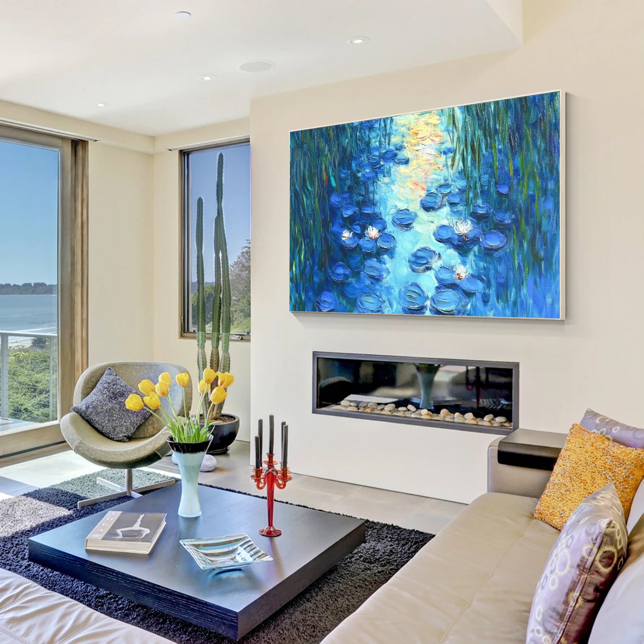 Water Lily Harmony in Blue and Green, Inspired by Monet #BGA 084 - Image 11