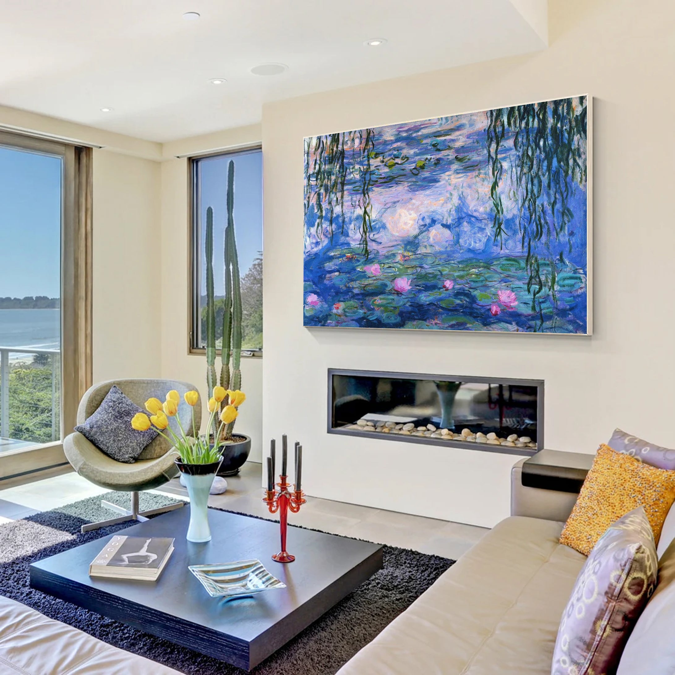 Water Lilies and Willow in Pink and Blue, Inspired by Monet #BGA 083 - Image 13