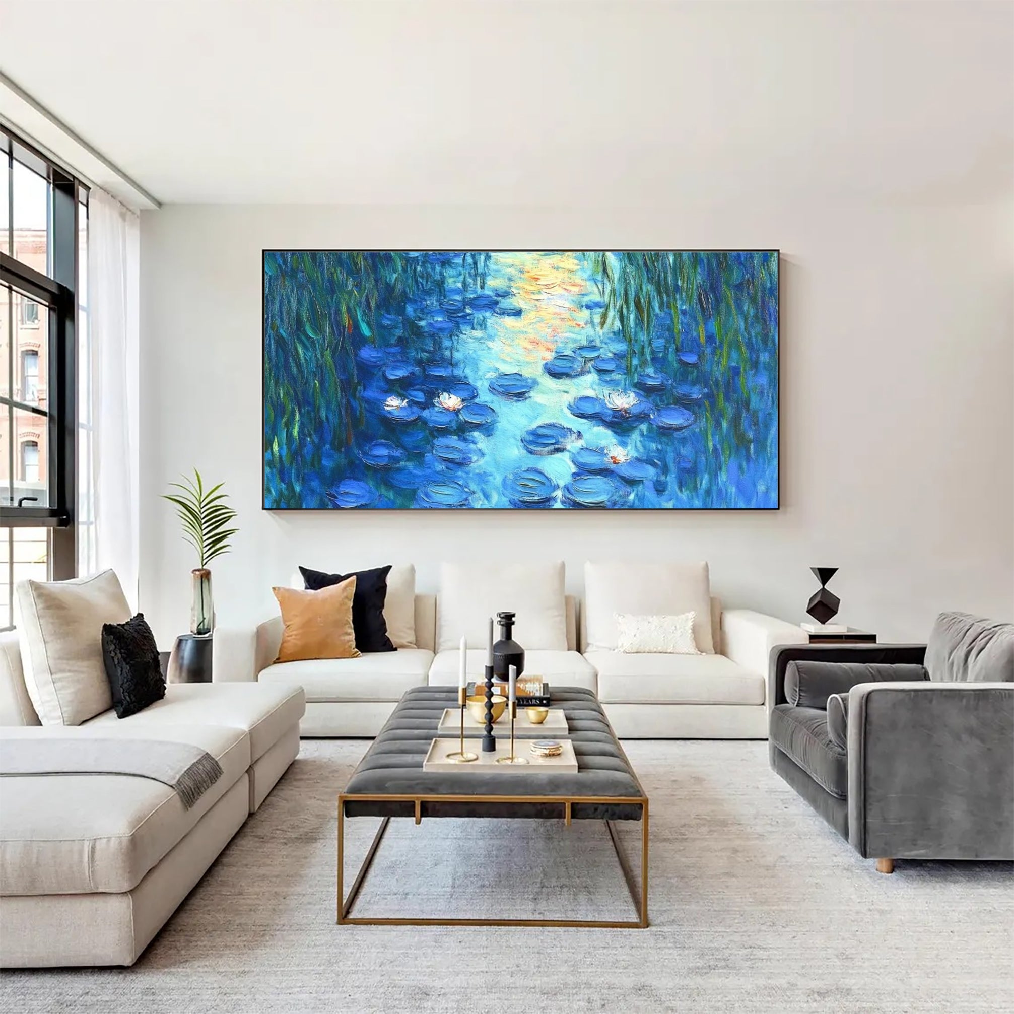 Water Lily Harmony in Blue and Green, Inspired by Monet #BGA 084 - Image 12