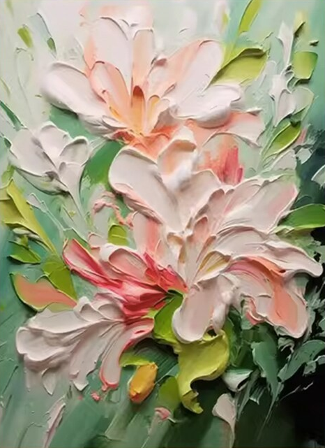Floral Dimension: 3D Flower Art, White Pink Green Palette #BGA 204 - Image 3