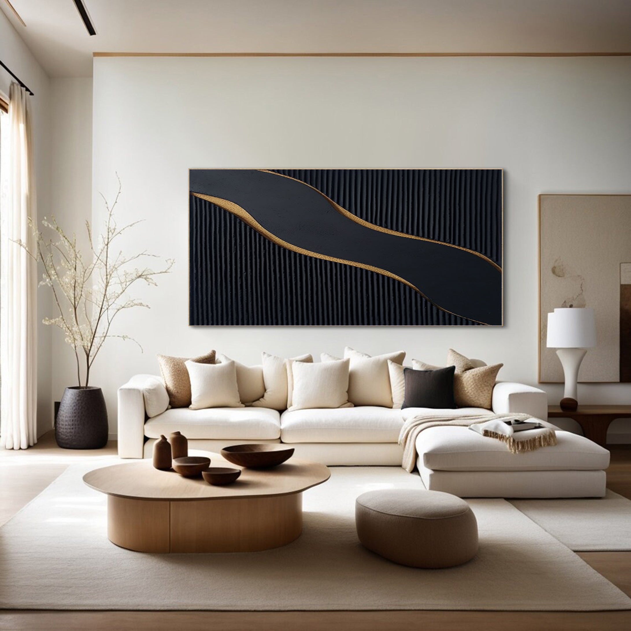 Luxury Black and Gold Abstract Painting on Canvas #BM 087 - Image 5