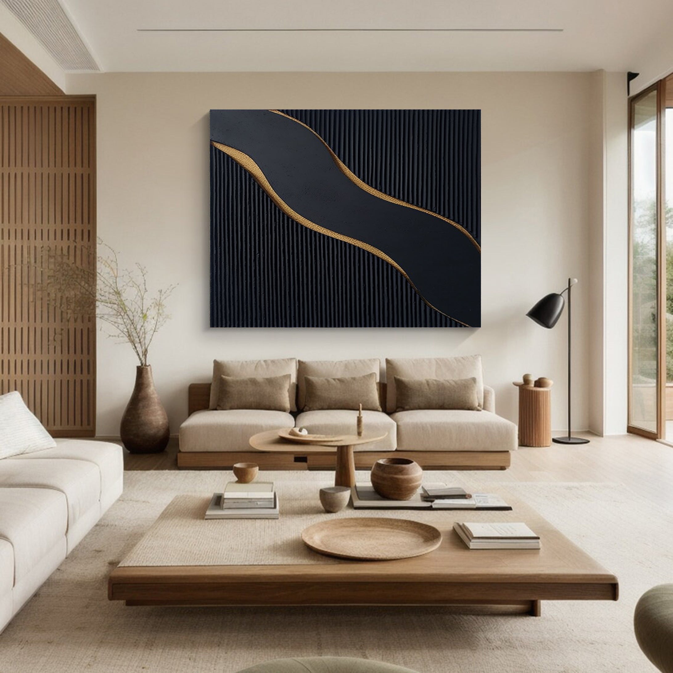 Luxury Black and Gold Abstract Painting on Canvas #BM 087 - Image 6