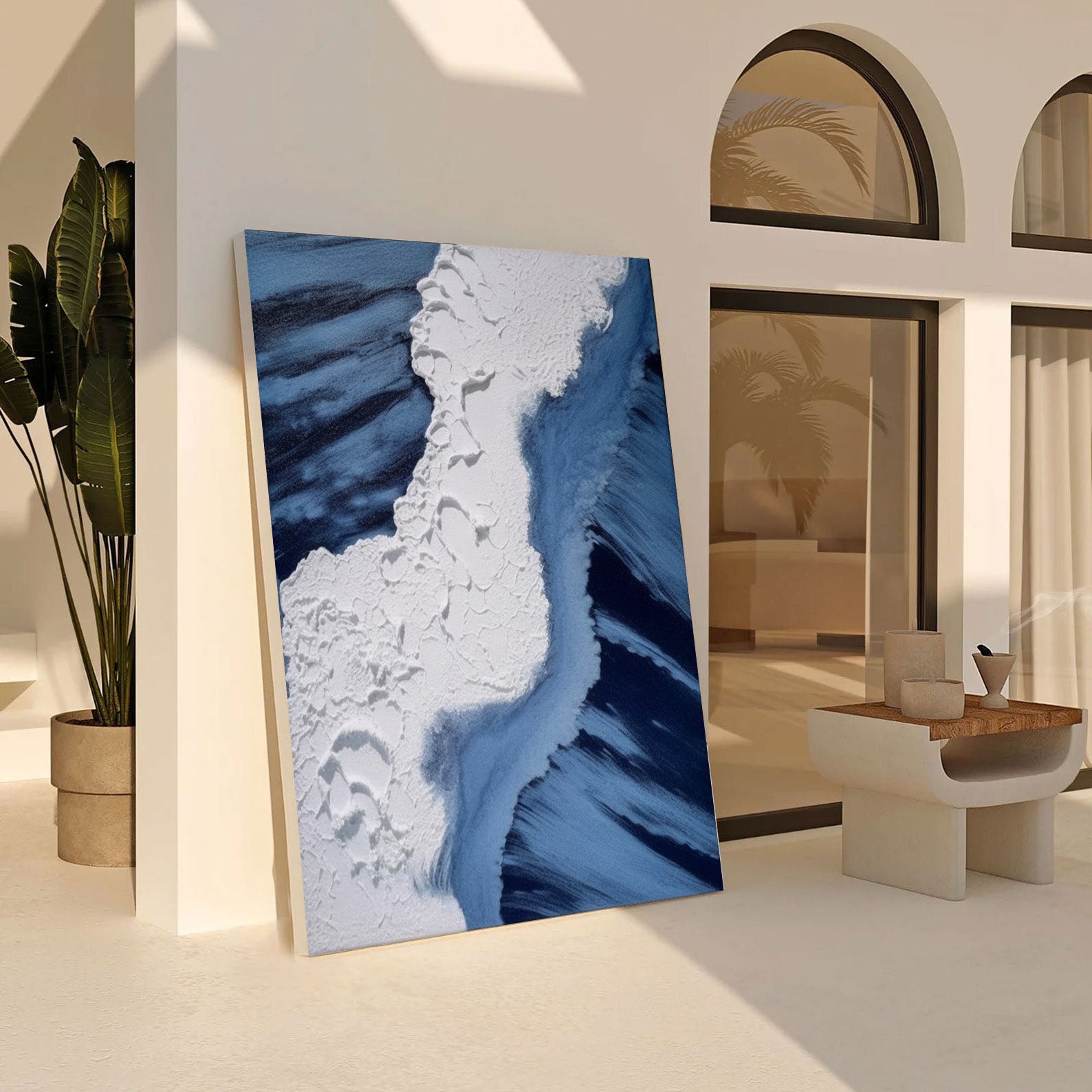 Textured Ocean Abstract, Bold Blue and White Wall Art #BGA 241 - Image 8