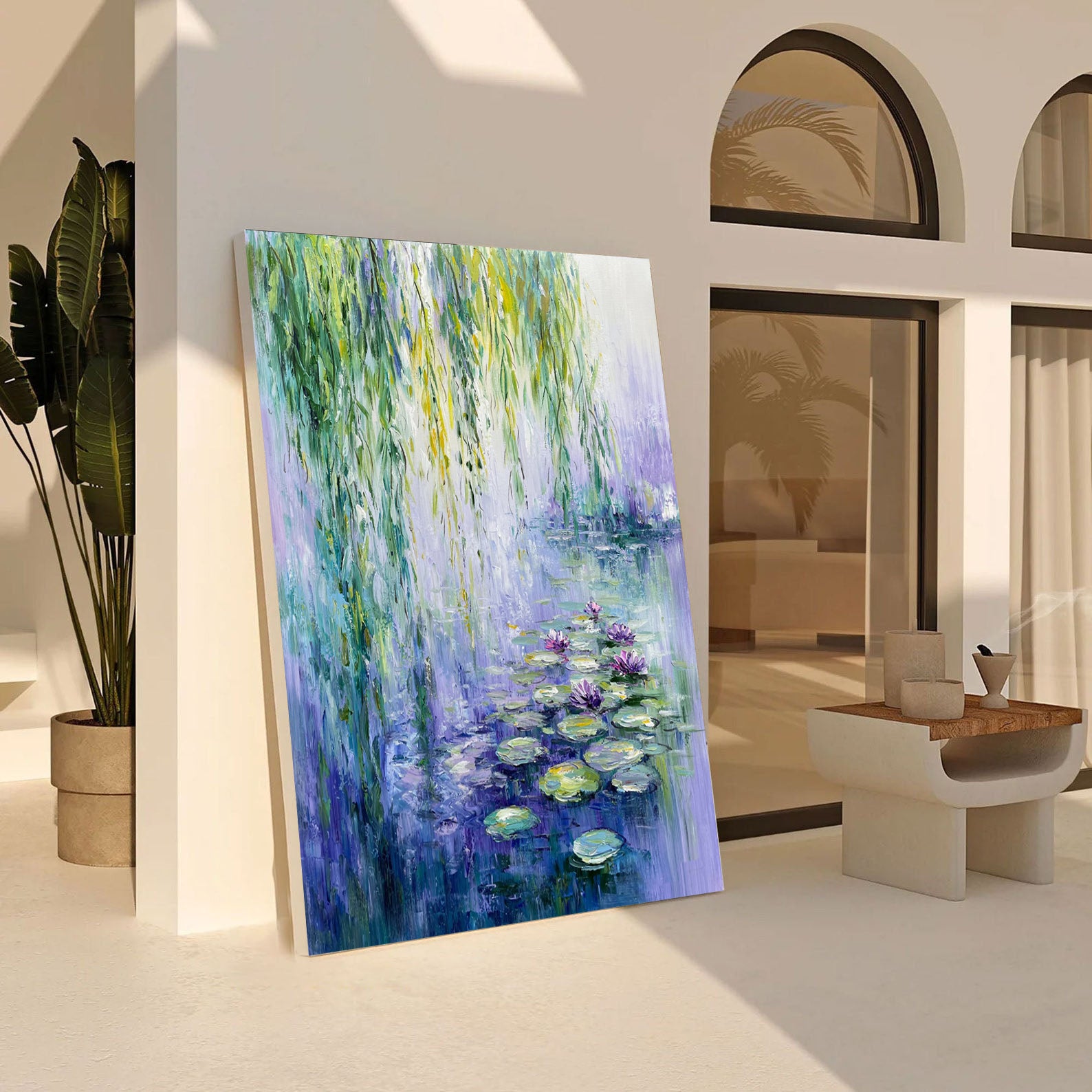 Monet's Water Lilies Tribute, Weeping Willow Landscape #BGA 173 - Image 6