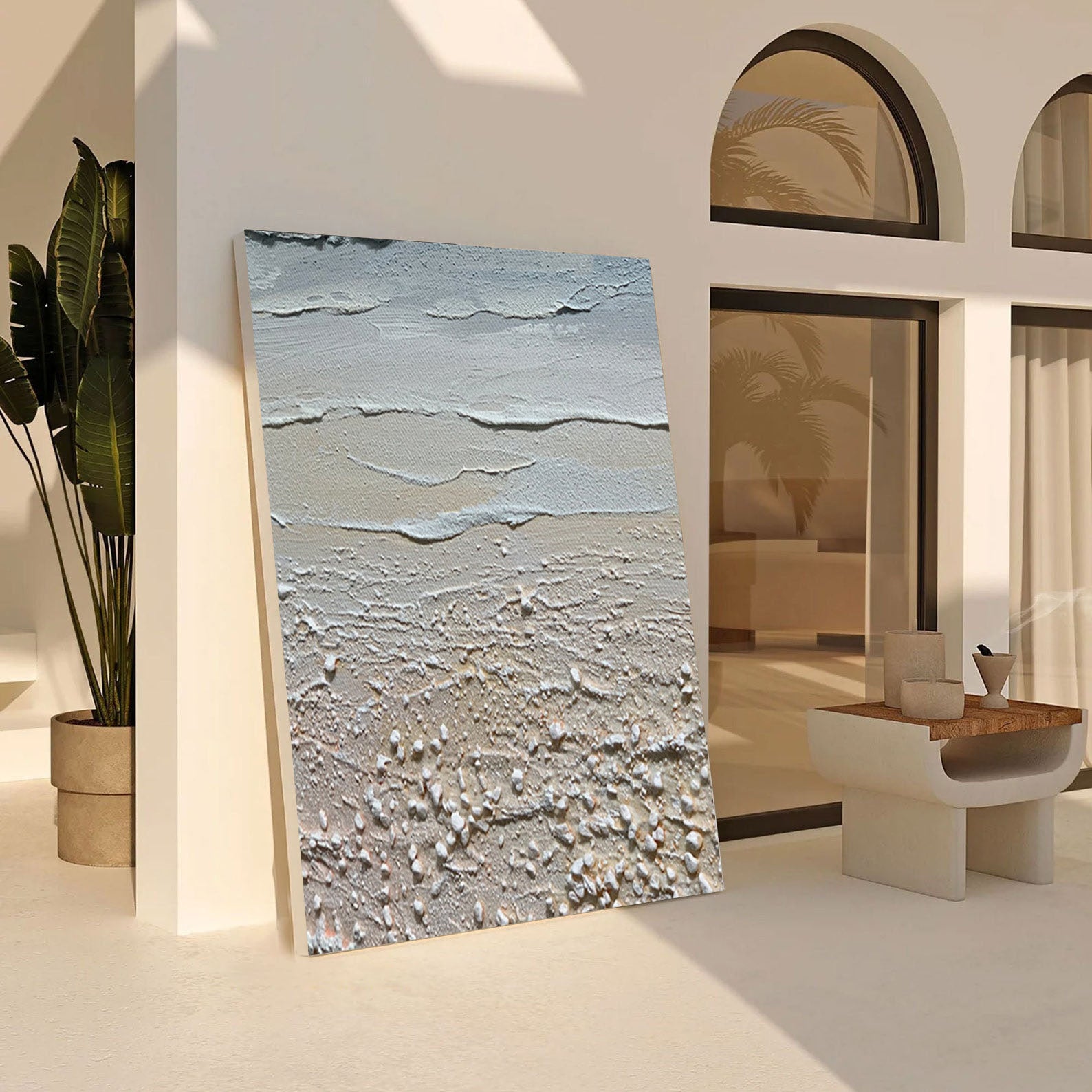 Large Abstract Beach Painting, Tactile Coastal Wall Art #BGA 210 - Image 5