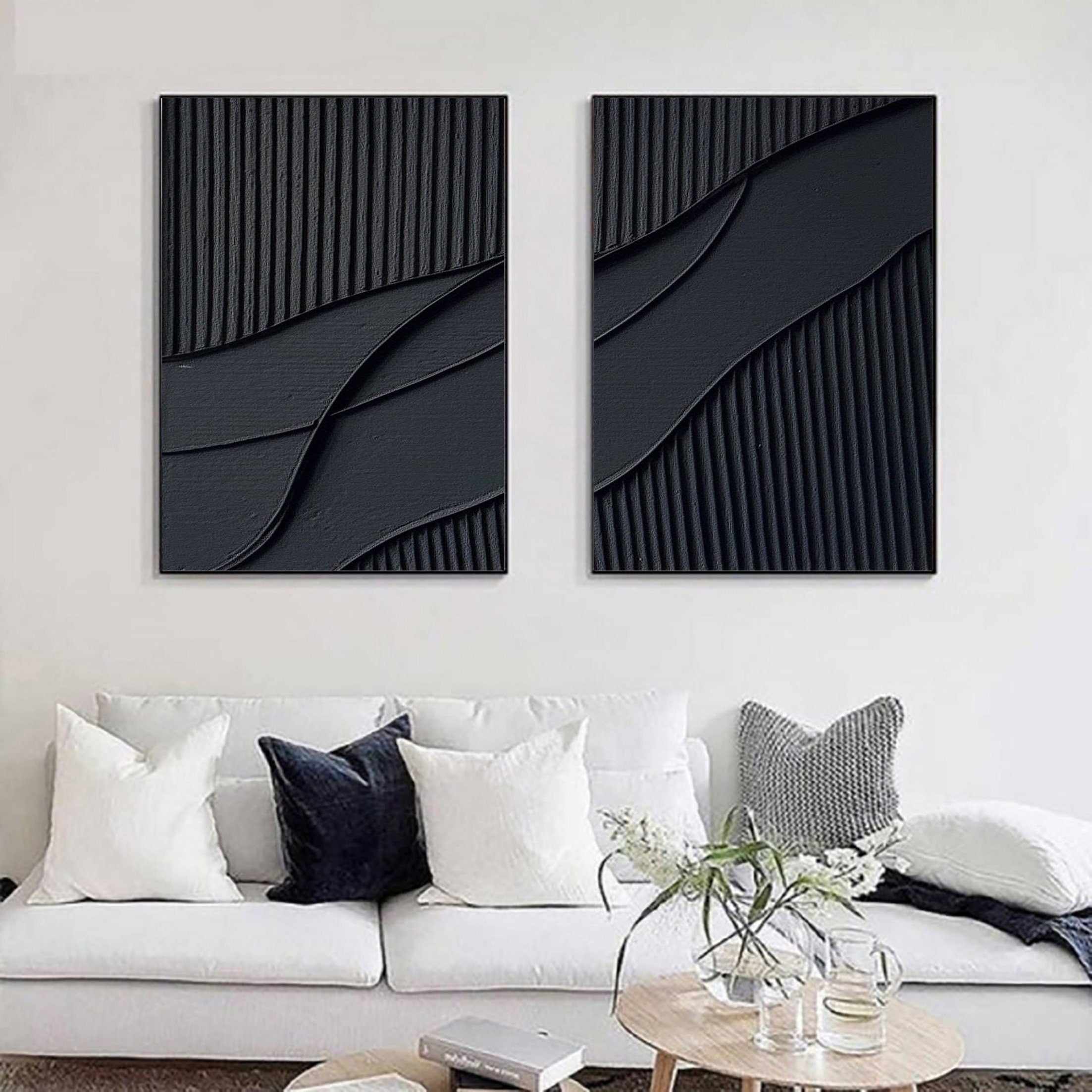 Black Minimalist Painting Set Of 2 #BMS 002 - Image 4