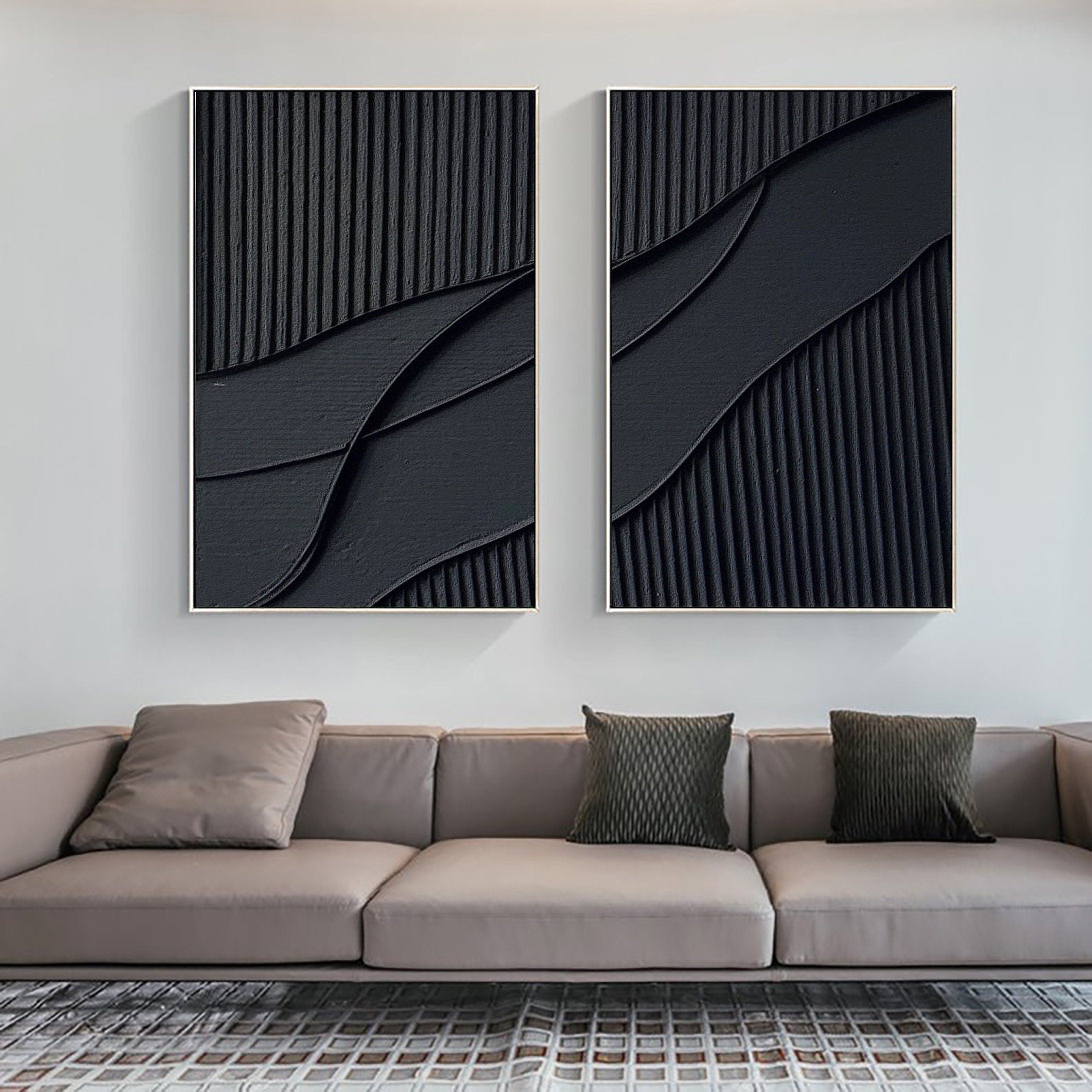 Black Minimalist Painting Set Of 2 #BMS 002 - Image 7