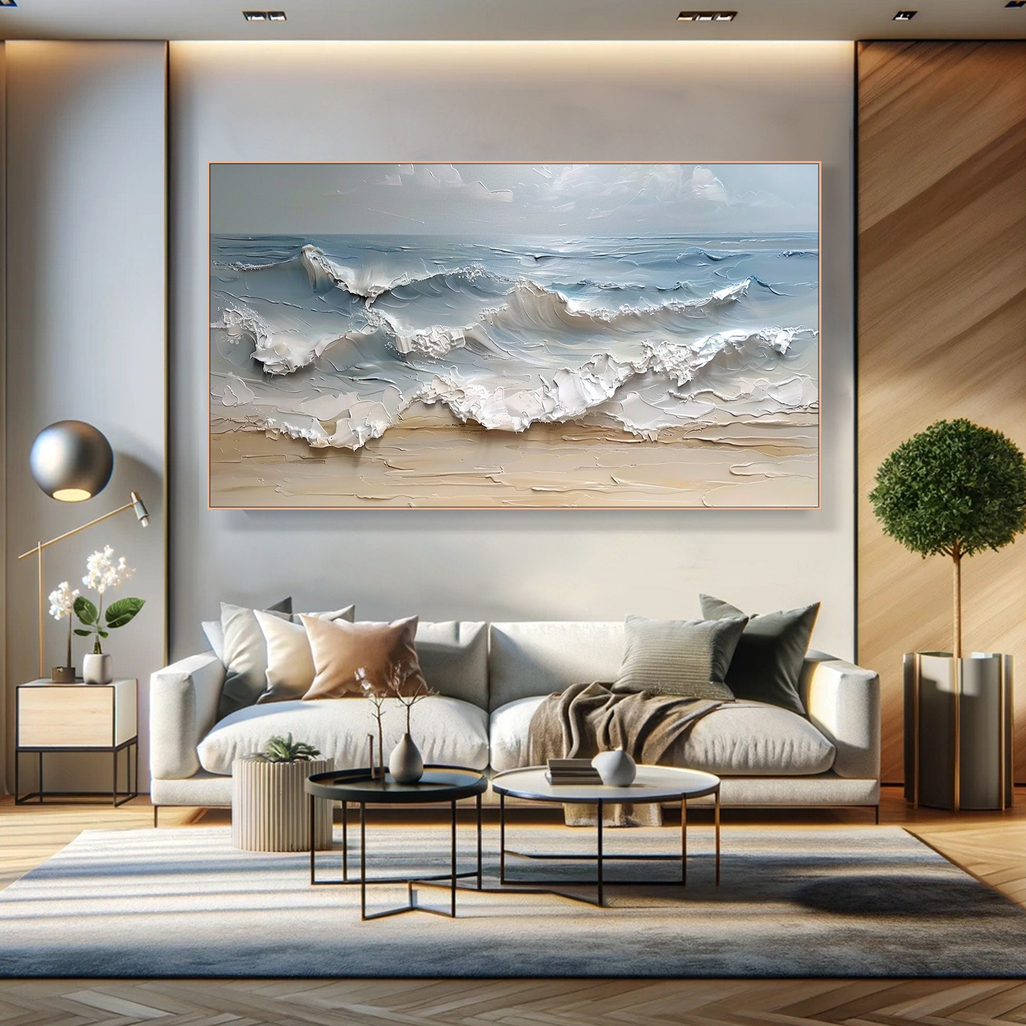 Textured Ocean Waves Canvas Art for Coastal Decor #BGM 052 - Image 2