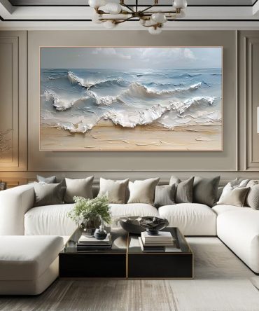 Textured Ocean Waves Canvas Art for Coastal Decor #BGM 052