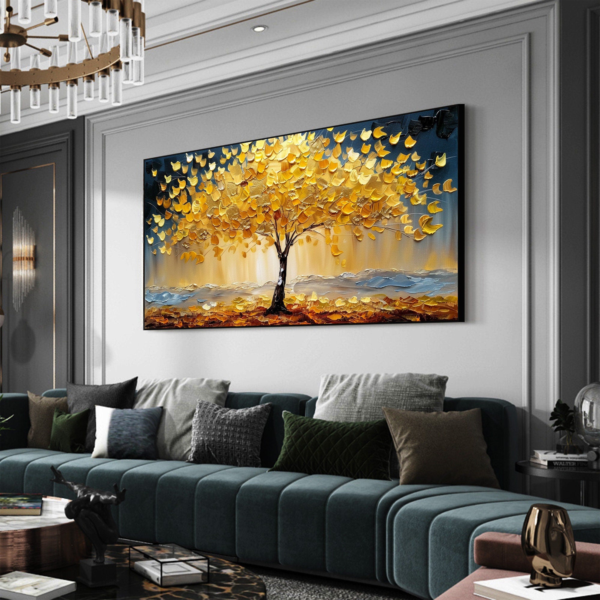Autumn Colorful Tree Artwork Textured Oil Painting for Elegant Interiors #CAP 033 - Image 3